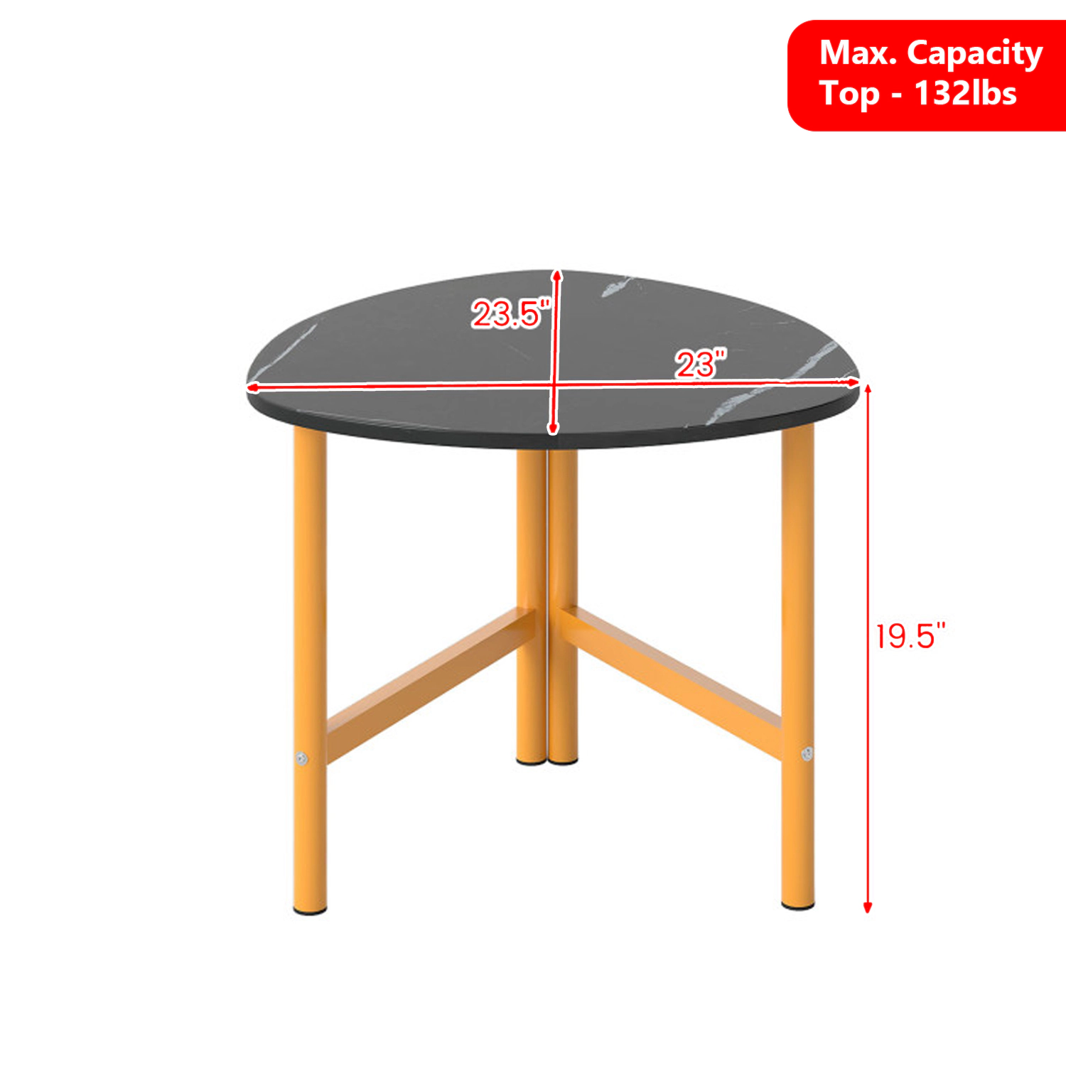 Hivvago 2 Piece Triangle Coffee Tables with Sleek Oval Tops and Minimalist Metal Supports