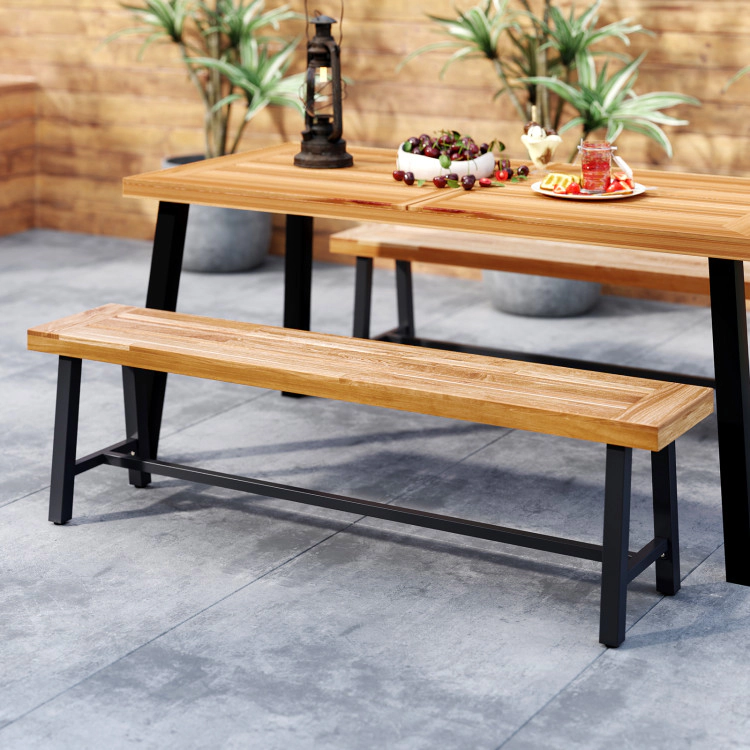 Hivvago Acacia Patio Backless Bench, 63" Outdoor Seating For 3 – Set Of 2