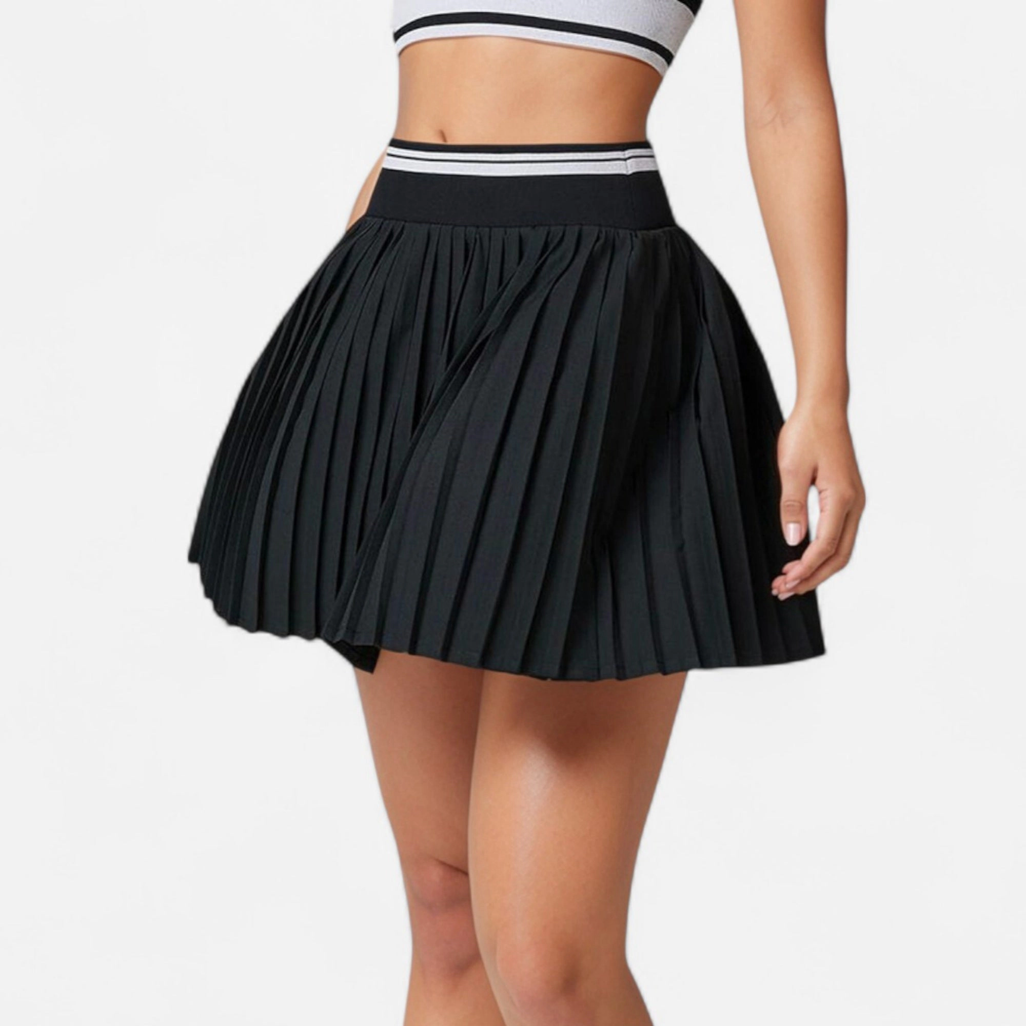 Anna-Kaci Womens Pleated Tennis Skirt with Built-In Mesh Shorts and Hidden Side Pocket