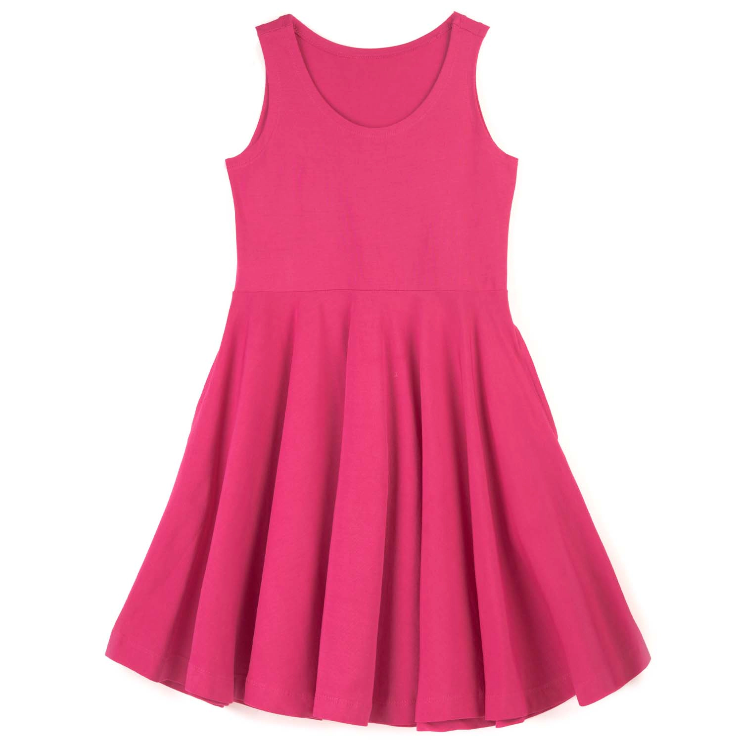 Mightly Girls Organic Cotton Solid Sleeveless Skater Twirl Dress