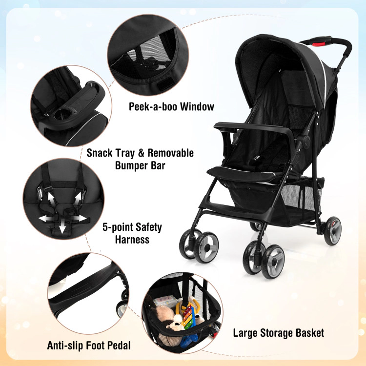 Hivvago Toddler Travel Stroller for Airplane with Canopy and Adjustable Backrest