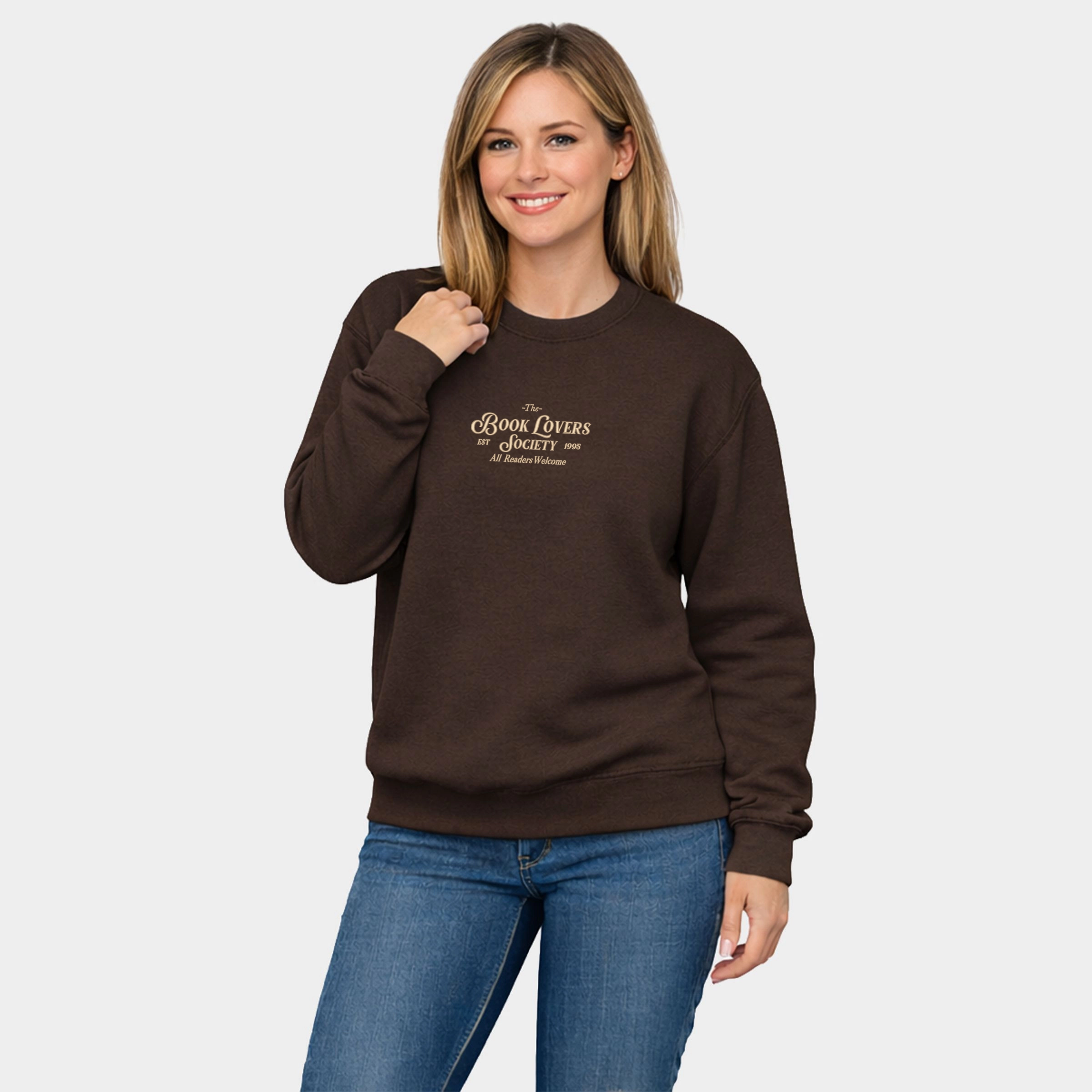 Simply Sage Market - Women's Graphic Sweatshirt Embroidered Book Lovers Society