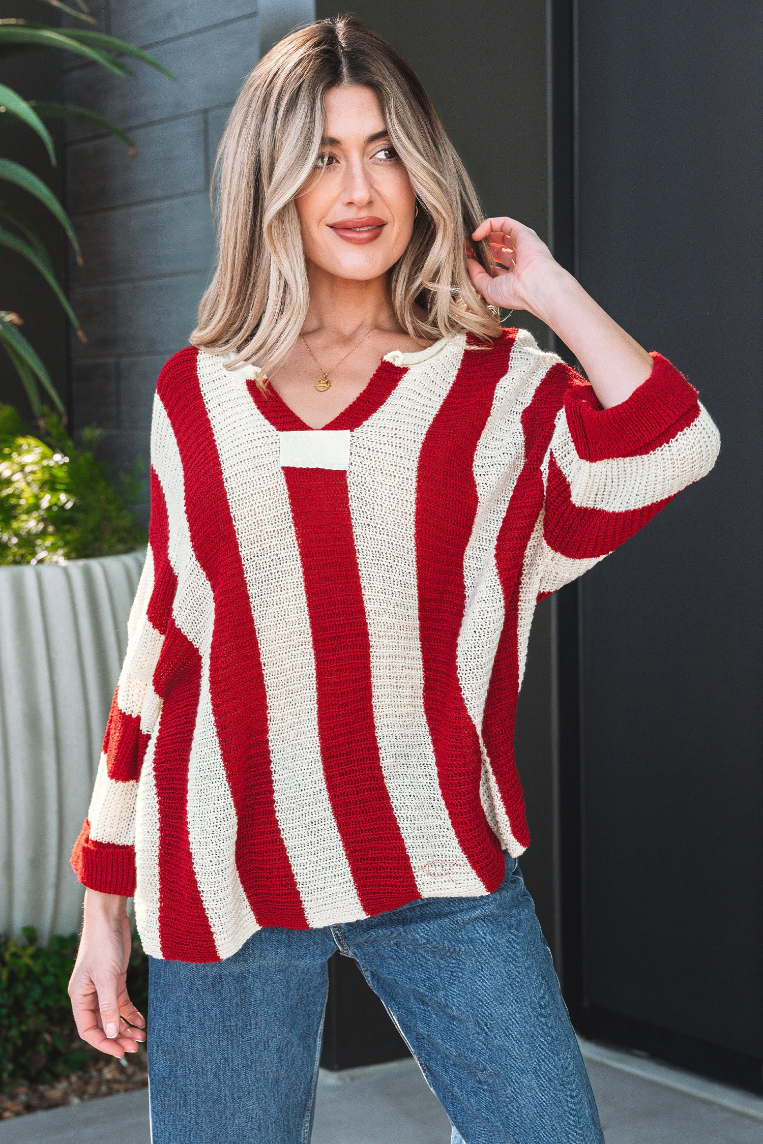 Threaded Pear Anika Colorblock Bracelet Sleeve Sweater