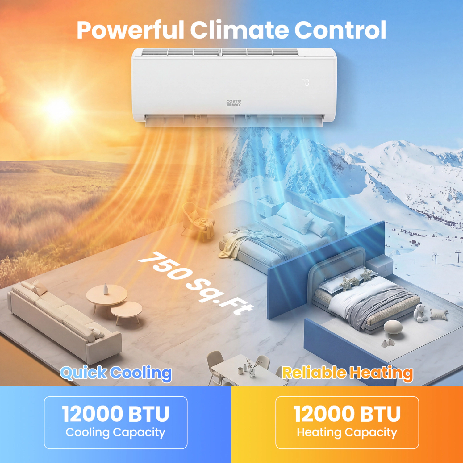 LJG EcoGuard Series 12000 BTU 20 SEER2 115V Mini Split Air Conditioner and Heater