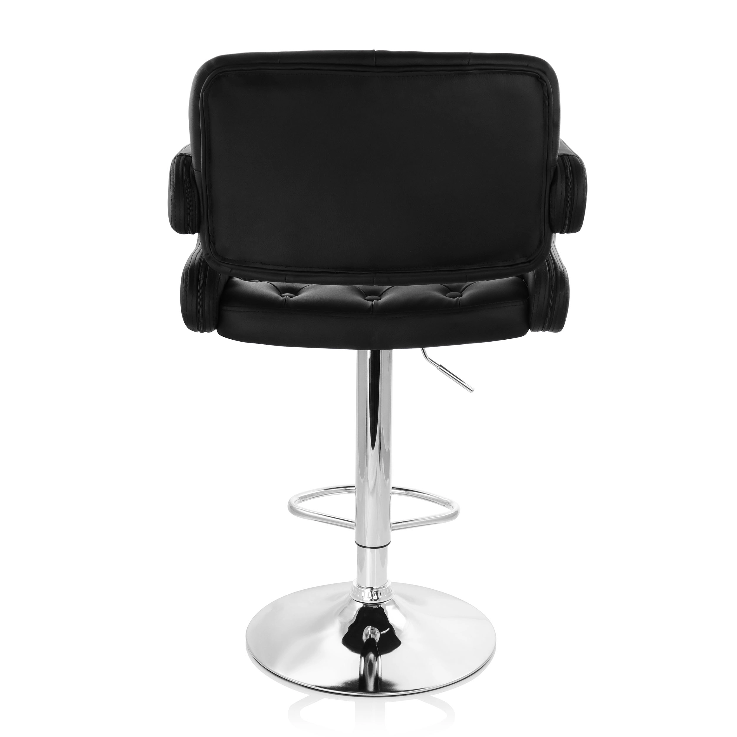 Elama Faux Leather Tufted Bar Stool in with Chrome Base and Adjustable Height