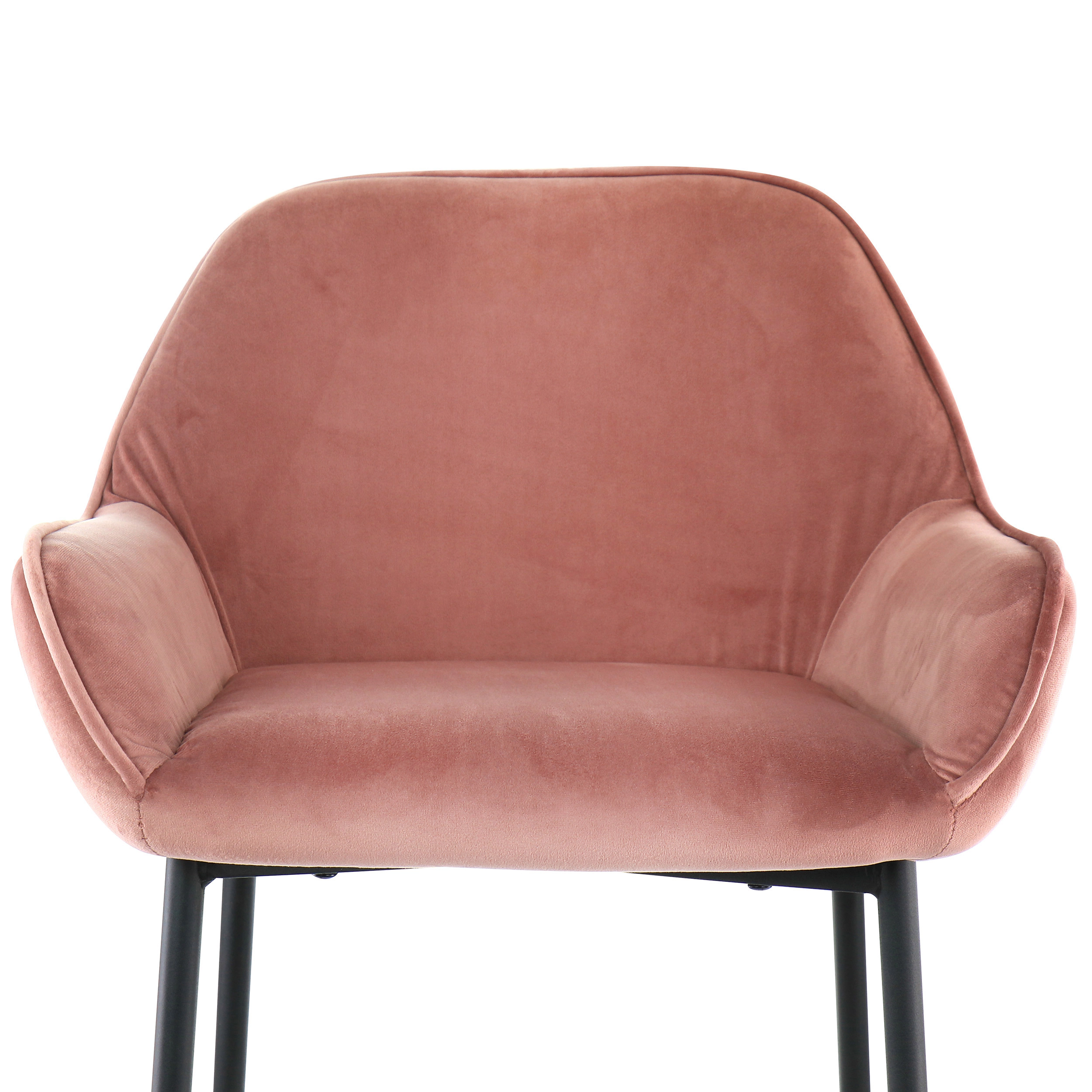 Elama 2 Piece Velvet Bar Stool in Blush Pink with Black Legs