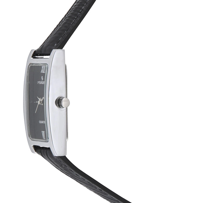 Peugeot Womens 36x18mm Black Dial Watch with Glossy Black Leather Strap