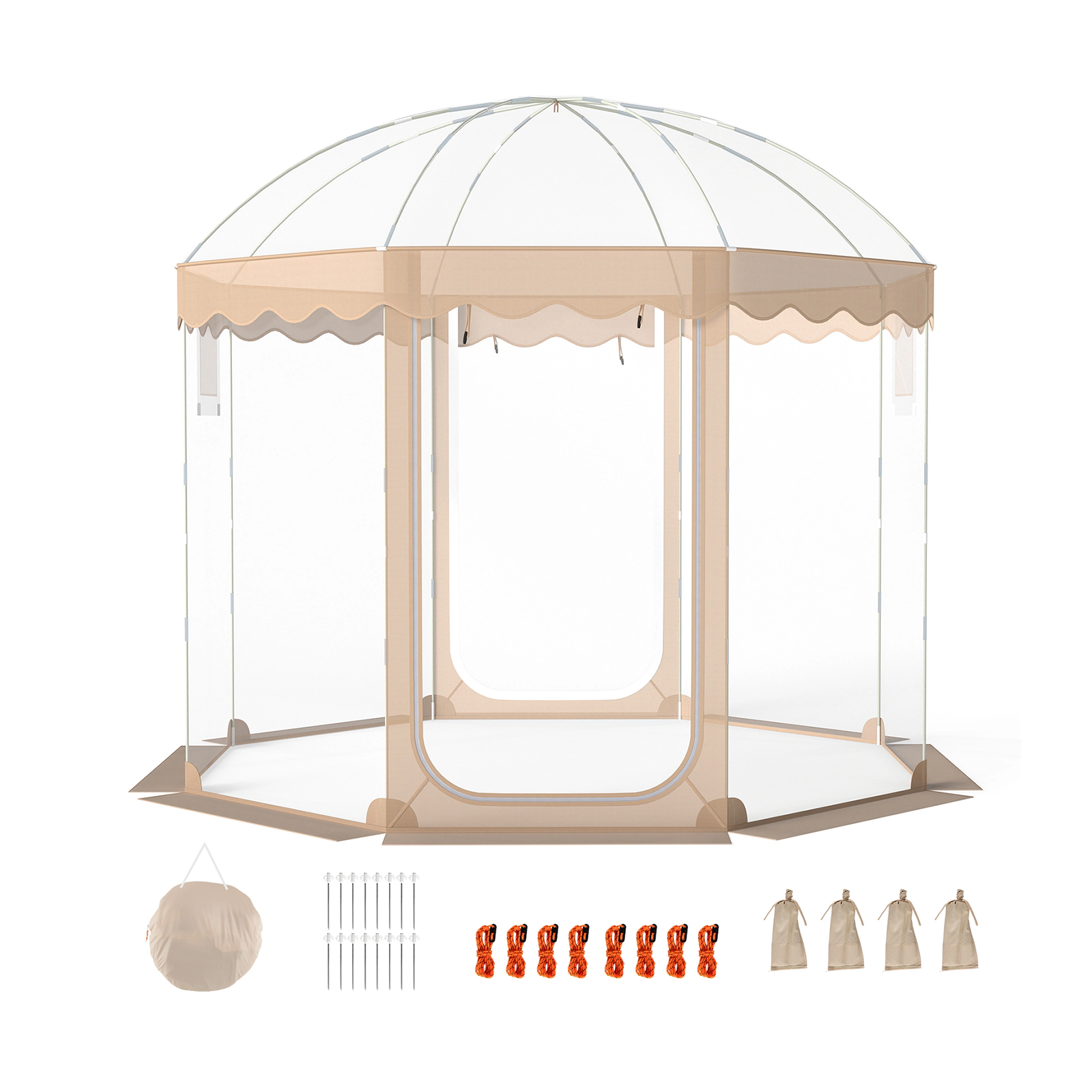 SUGIFT Pop Up 10 x 10FT Bubble Tent Weatherproof Outdoor Pod with 540° Panoramic Clear PVC for 8-10 People Transparent