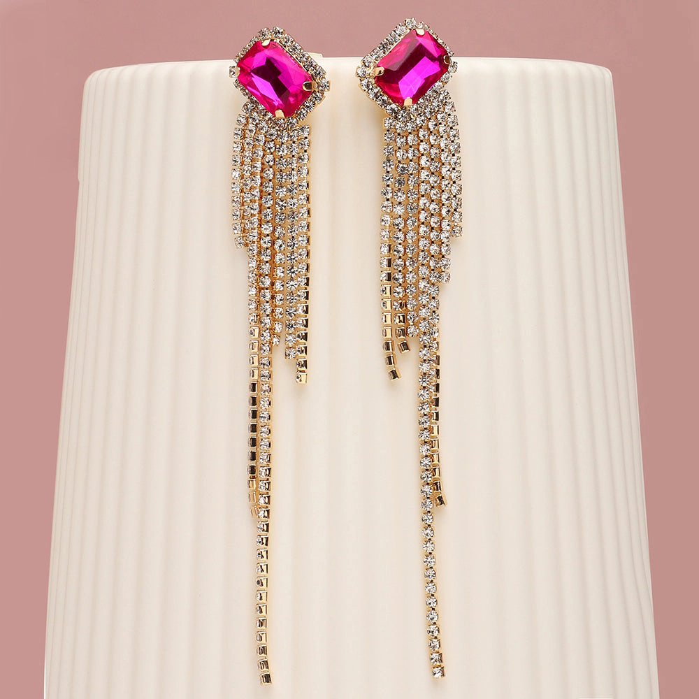 SOHI Women's Pink Bling Drop Earrings