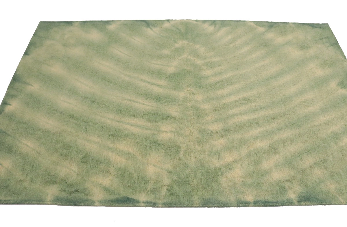 Magic Rugs 5'0 X 8'0 Contemporary Green Tie-Dye Hand-Tufted Wool Rug