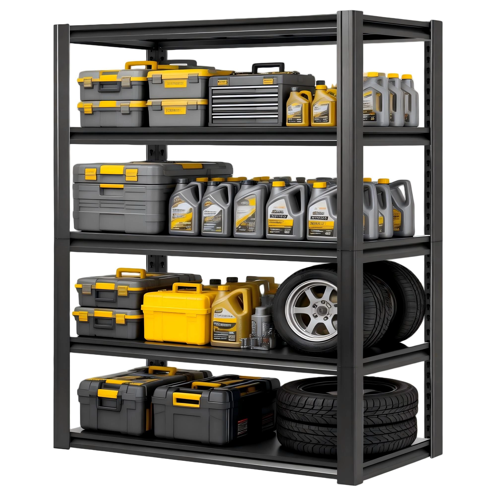 Flynama 5-Tier Heavy Duty Steel Adjustable Garage Storage Shelving Unit in Black (47 in. W x 72 in. H x 23.6 in. D)