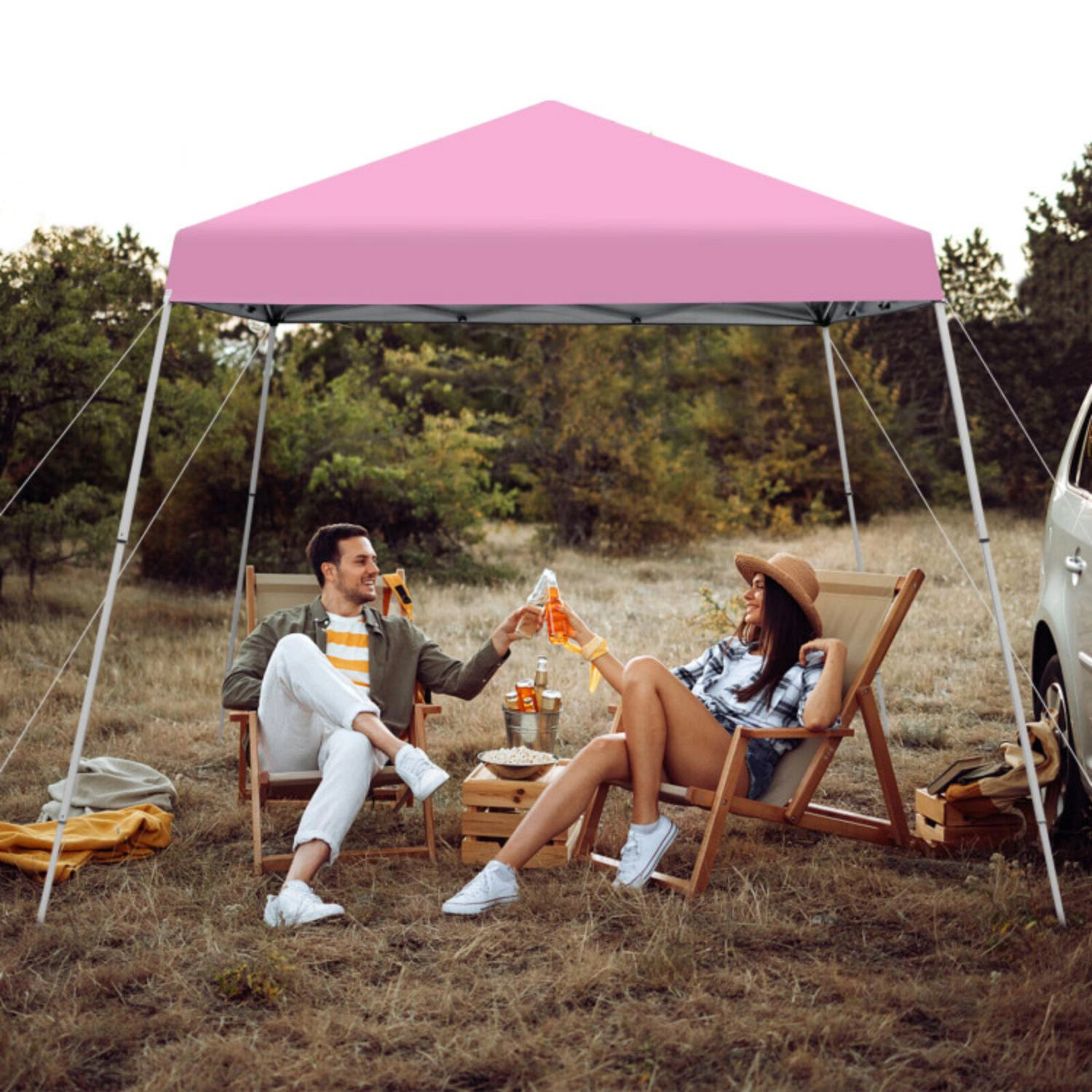 Hivvago 10 x 10 Feet Outdoor Instant Pop-up Canopy with Carrying Bag-White