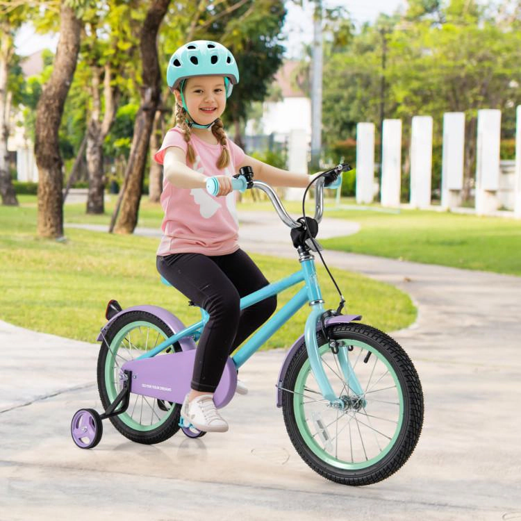 SUGIFT Blue Adjustable Handlebar Saddle and Training Wheels Kids Bike