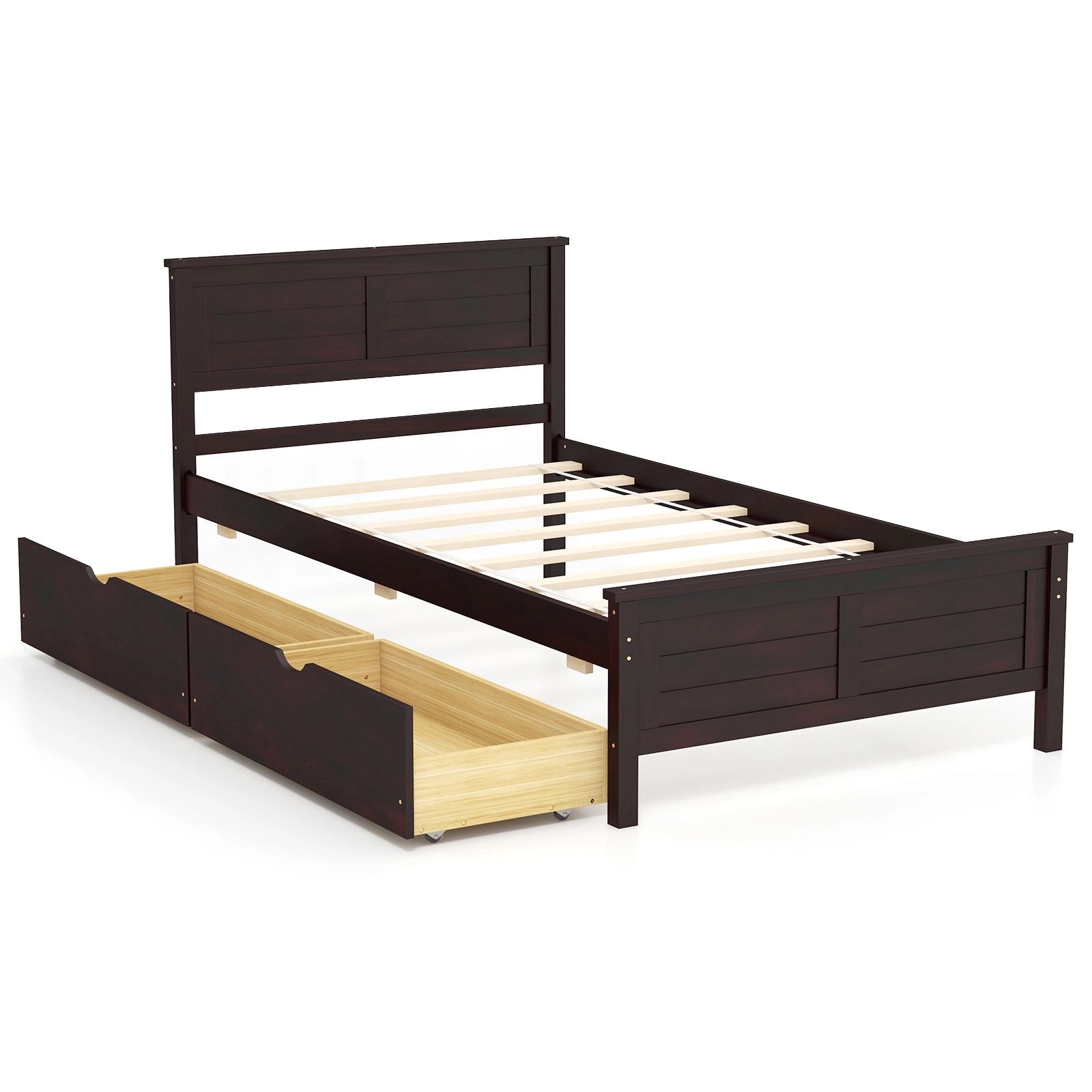 SlickBlue Wood Platform Bed with Underbed Storage Drawers for Bedroom Organization