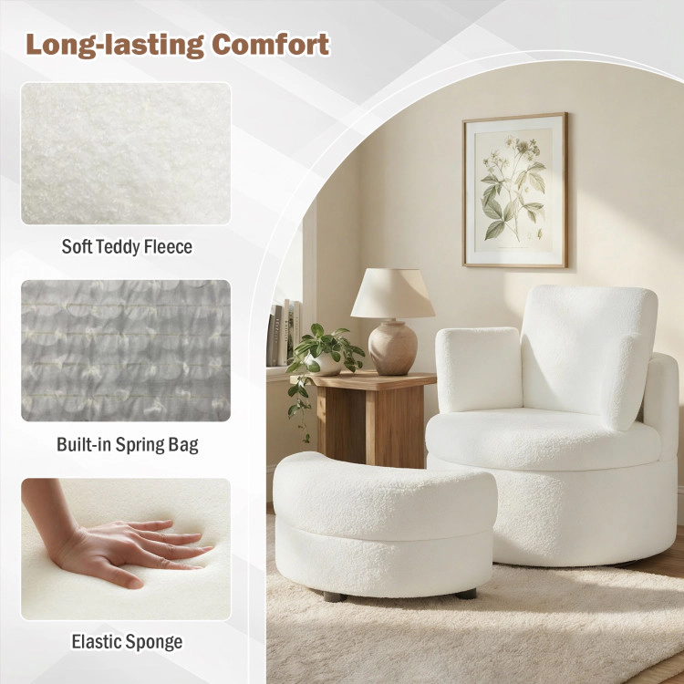 Hivvago 360 Degree Swivel Accent Chair With Half Moon Storage Ottoman