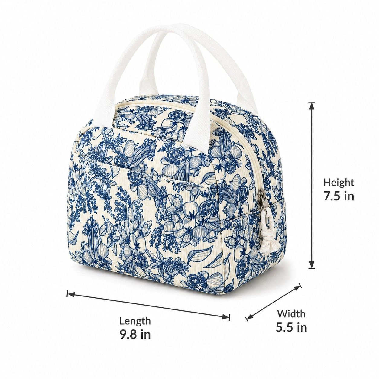 Alilang Women's Printed Insulated Lunch Tote Bag with Double Handles and Zip Closure, Orange Bee