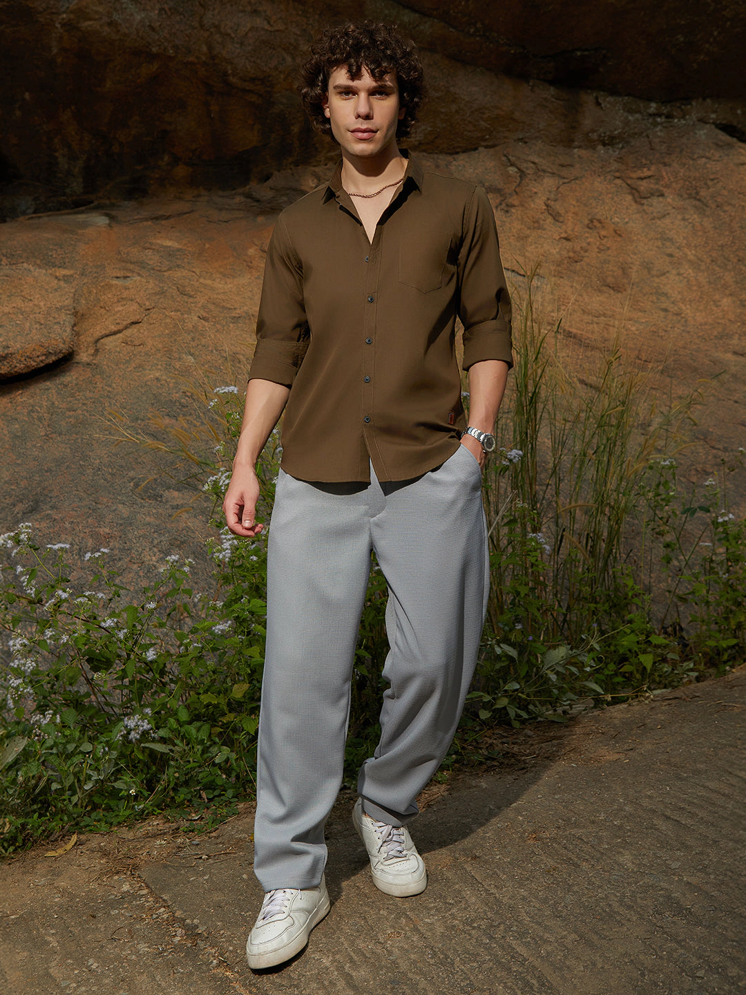 Cahoot Men's Solid Button-Up Shirt