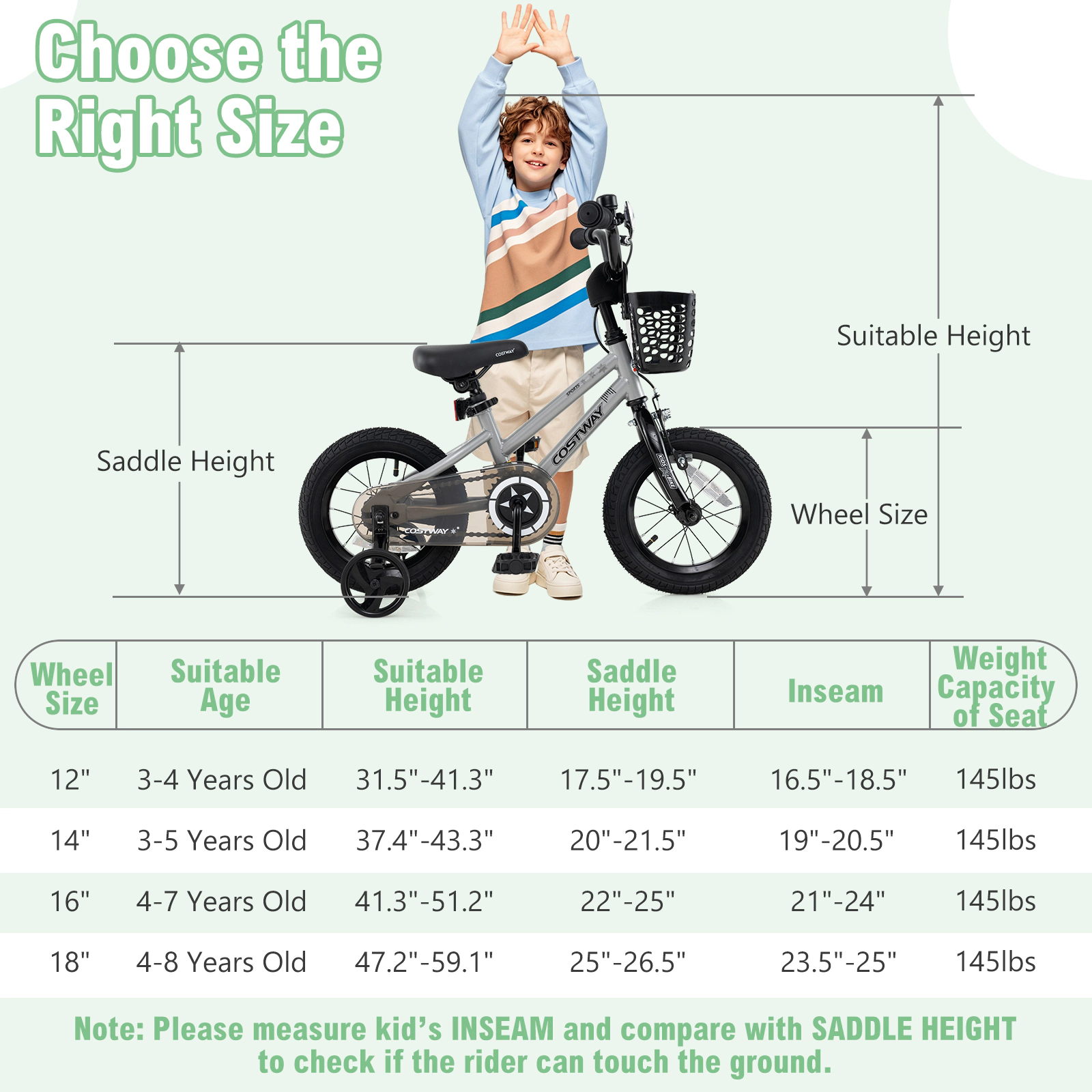 LJG Kids Bike Adjustable with Transparent Chain Cover