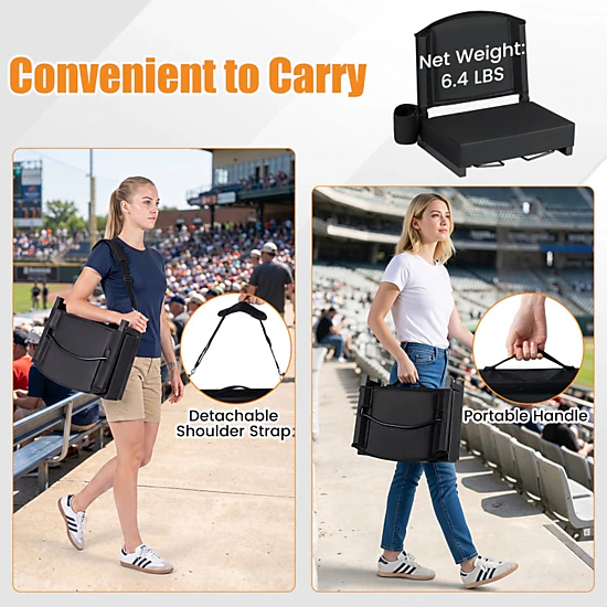 SUGIFT Portable Folding Stadium Bleacher Chair with Thick Padded ...