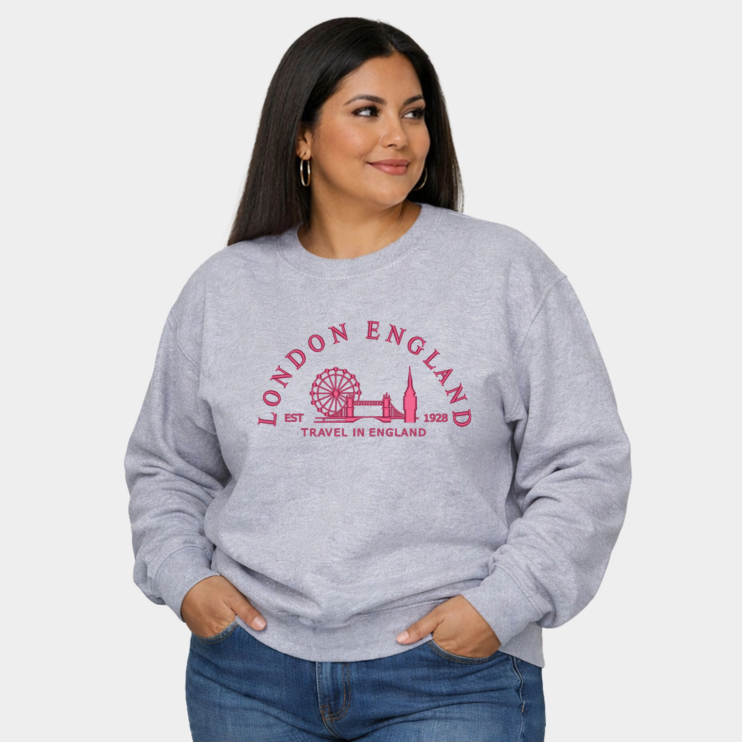 Simply Sage Market - Embroidered London England  Women's Plus Sized Graphic Sweatshirt