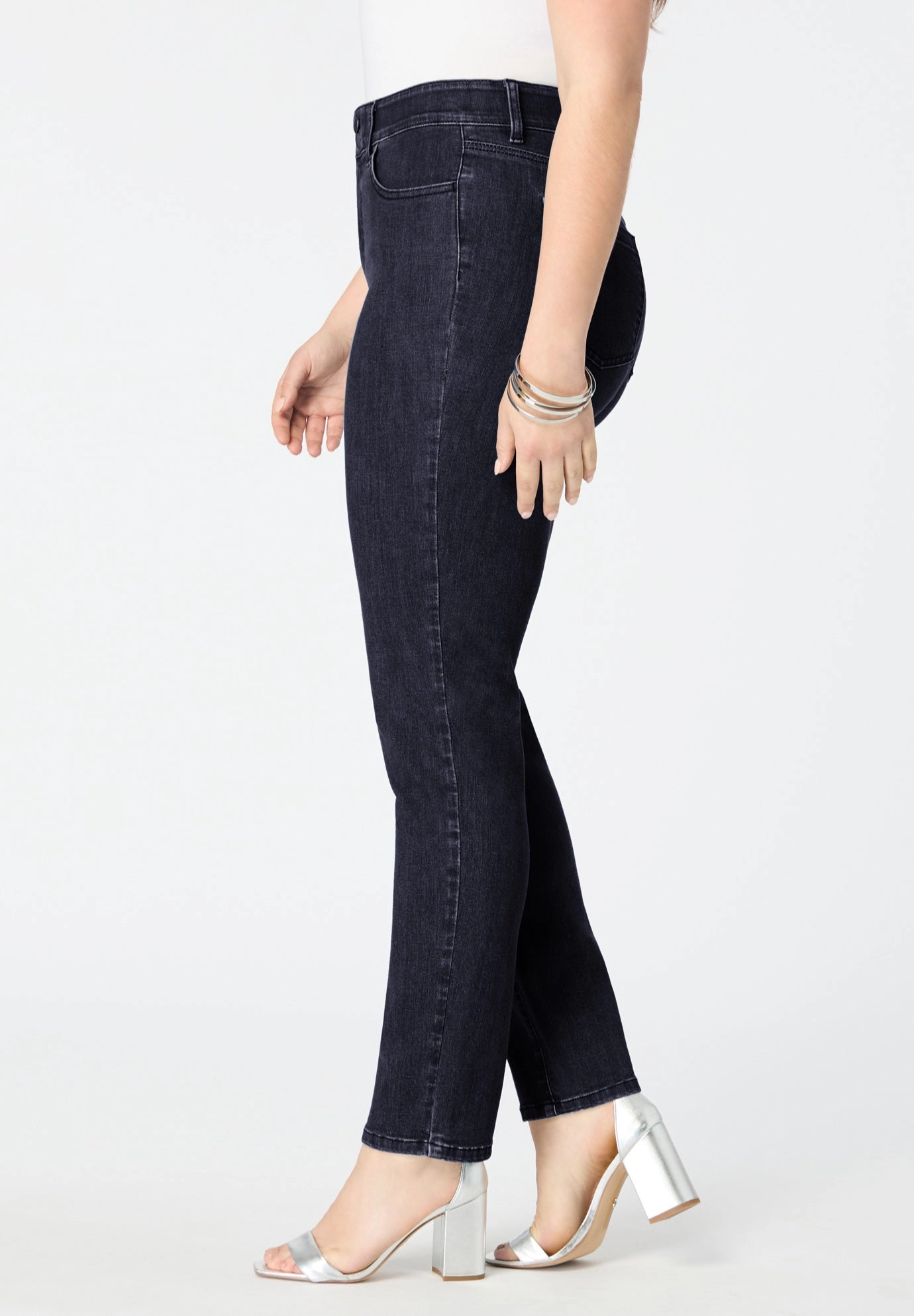 Roaman's Women's Plus High-Rise Tummy Control Straight-Leg Jeans