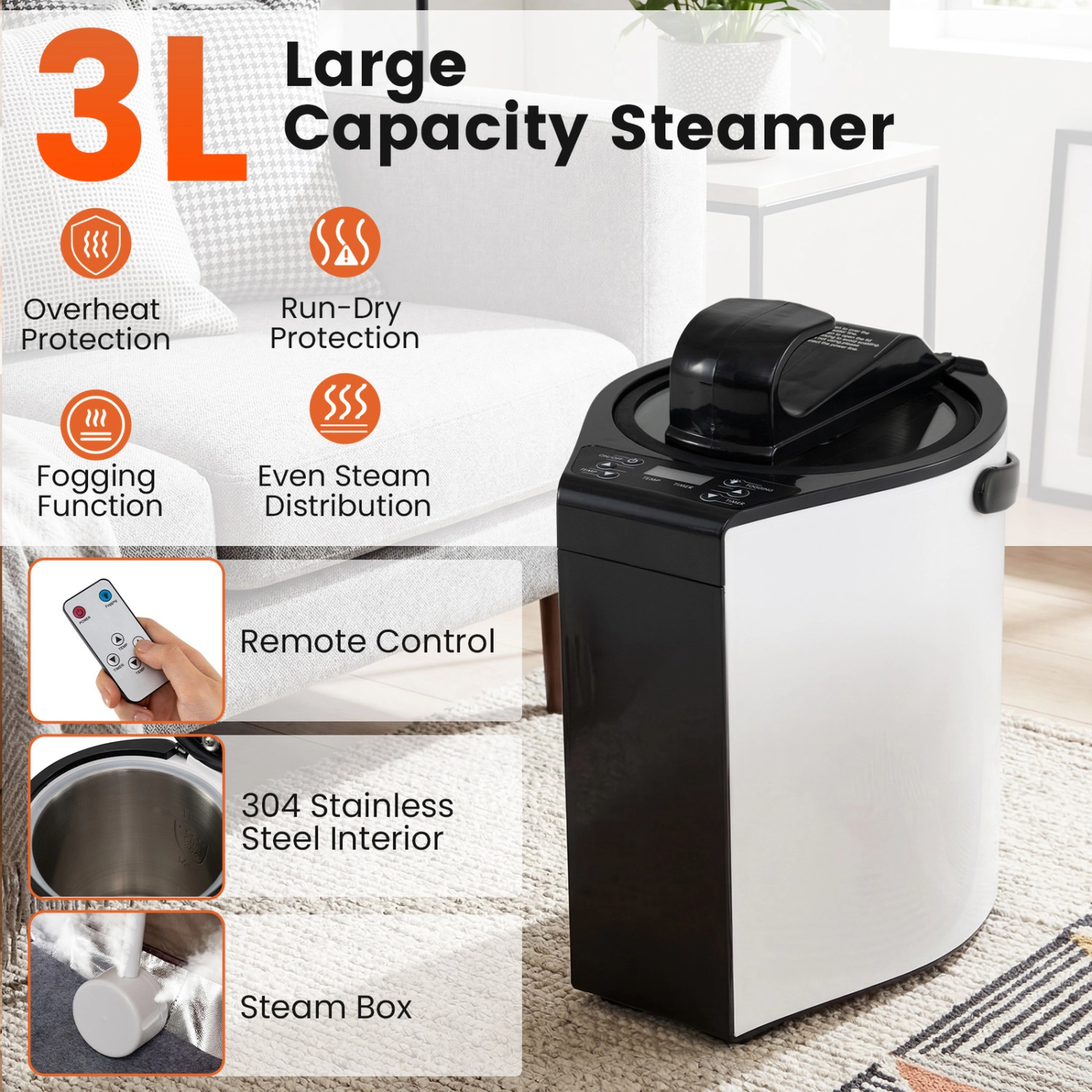 SUGIFT Black Portable Steam Sauna with 3-Liter Steamer and Folding Chair 35.5-in W 35.5-in D 71-in H 9 Heat Levels