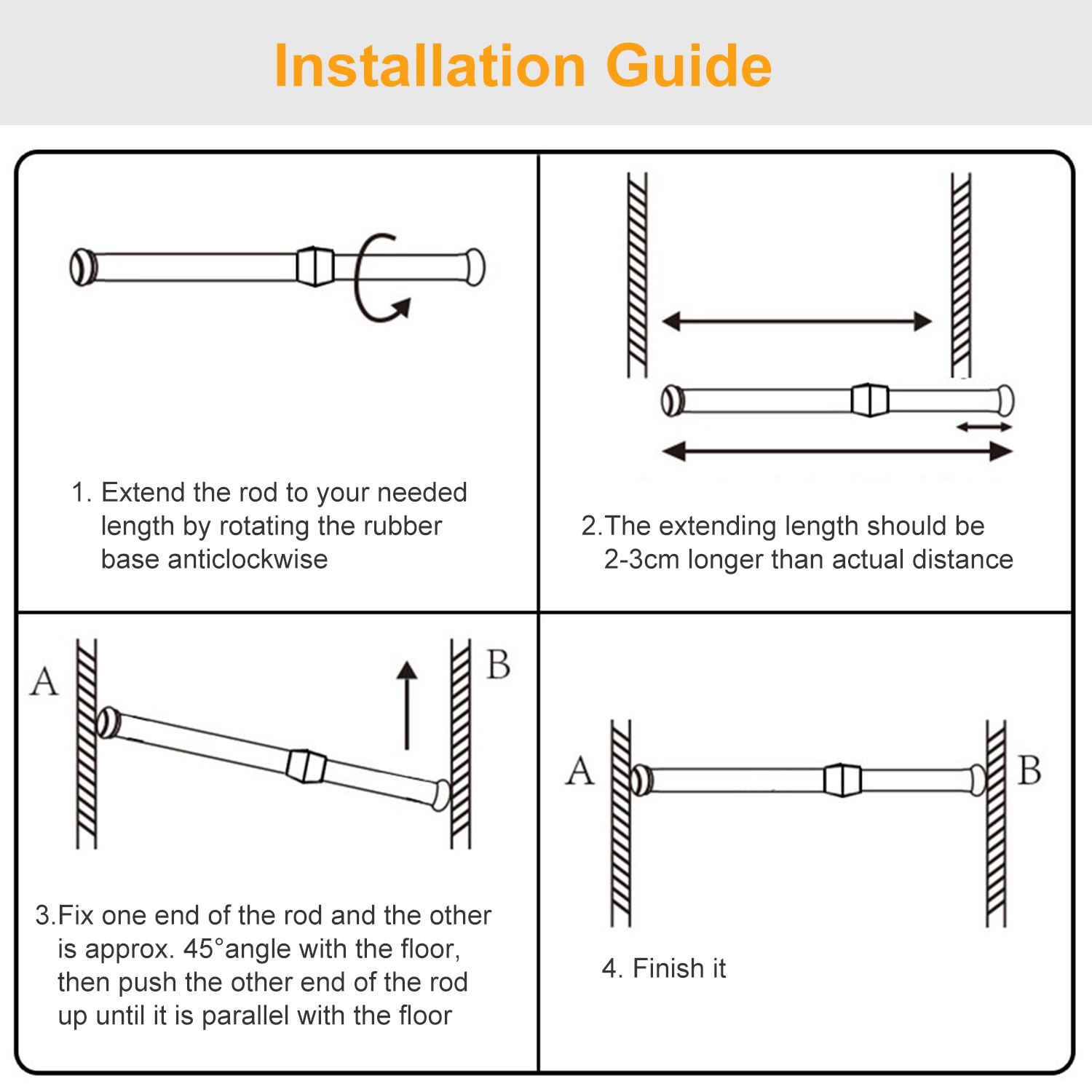 GBruno Spring-Loaded Tension Curtain Rod 150 Cm