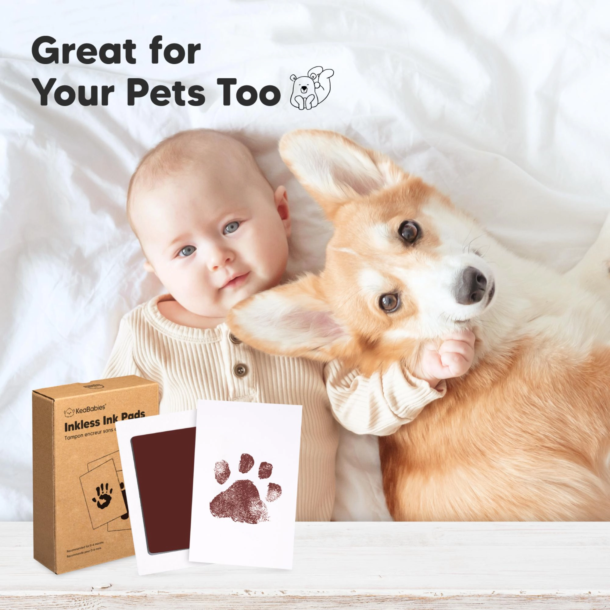 KeaBabies 4-Pack Inkless Ink Pads for Baby Boys, Girls, Regular