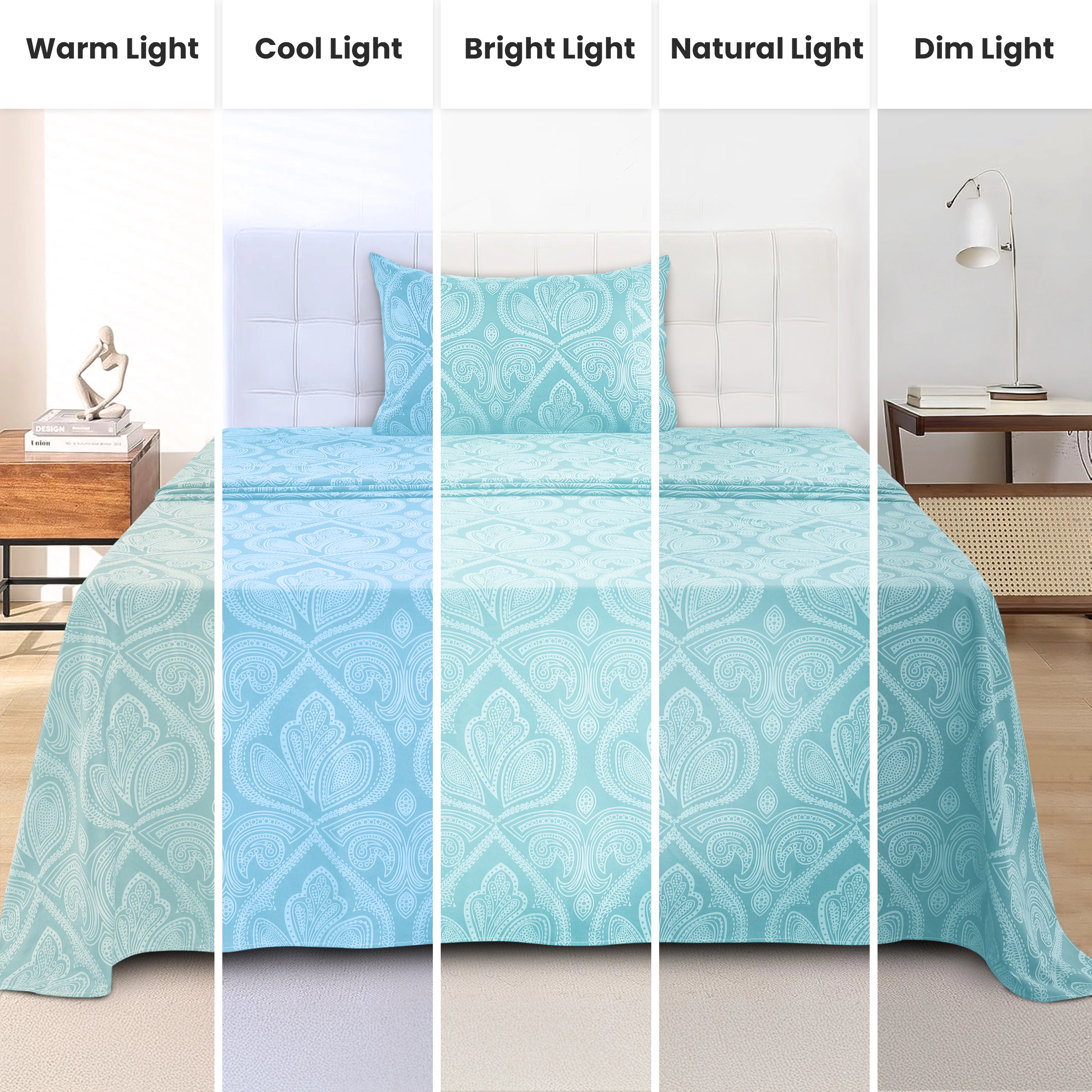Lux Decor Collection 4-Piece Paisley Printed Bed Sheets Brushed Microfiber Deep Pocket Sheet Set