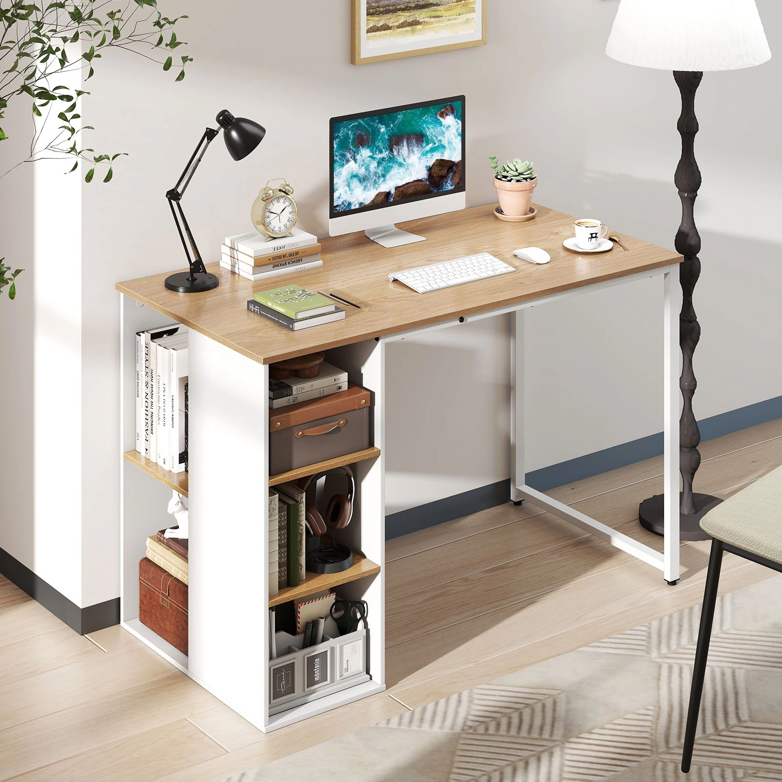 SlickBlue 45 Inch Computer Desk With 5 Storage Shelves