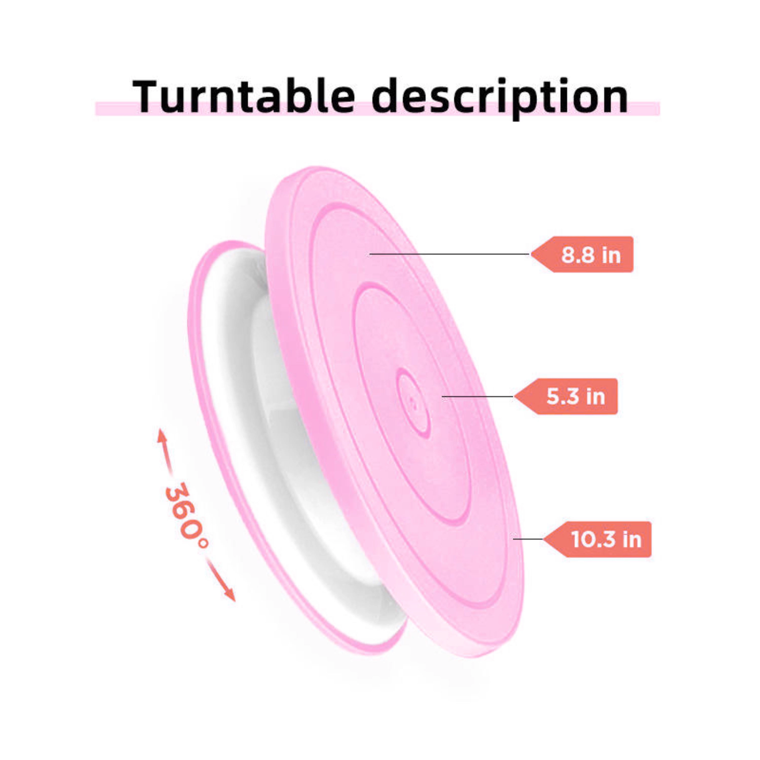 Kitcheniva 7-Piece Set, 10.8 Inch Plastic Revolving Cake Turntable Stand With Cake Decorating Kits