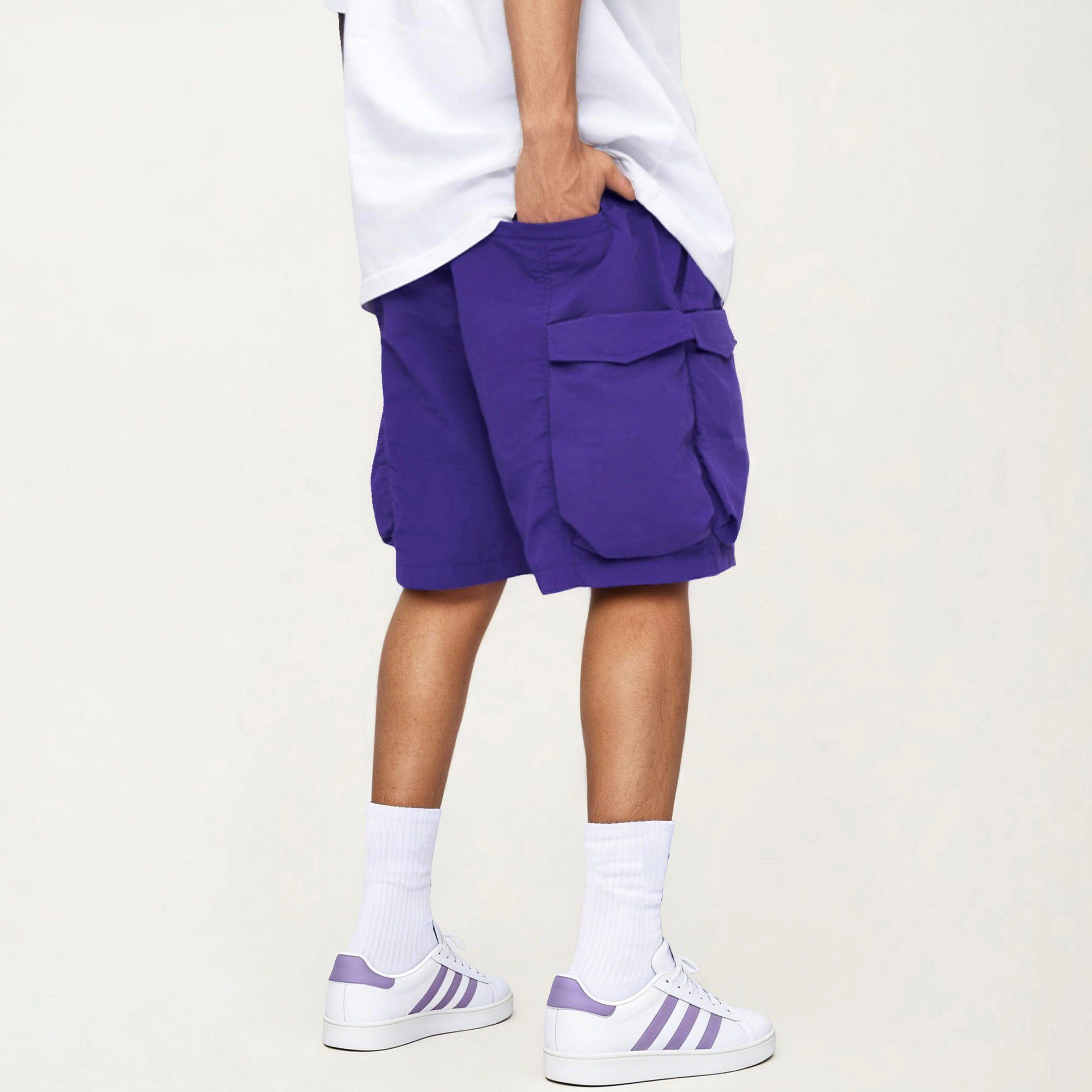 Anna-Kaci Men's Multi-Pocket Drawstring Waist Relaxed Fit Casual Cargo Shorts with Zipper Details