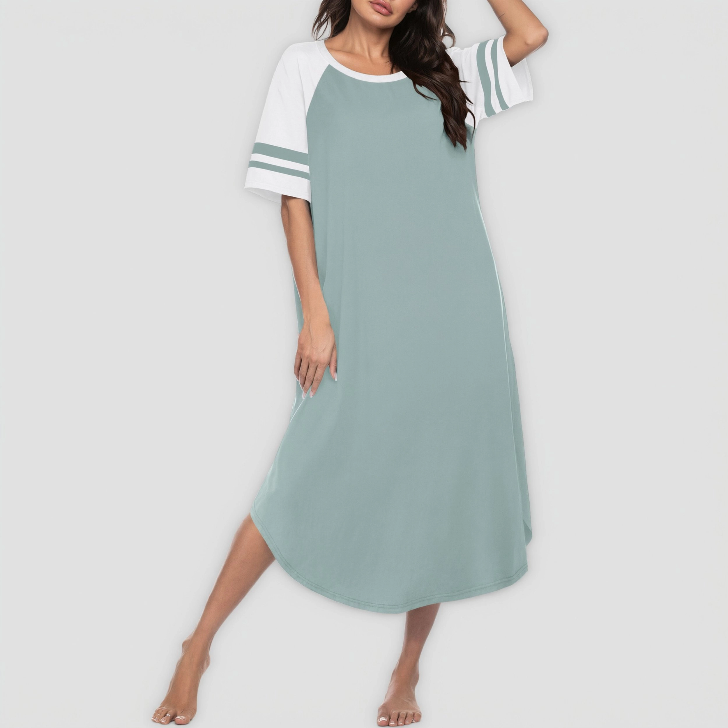 Ekouaer Nightgowns for Womens Cotton Long Night Gowns Plus Moo Moos Short Sleeve House Dress Sleep
