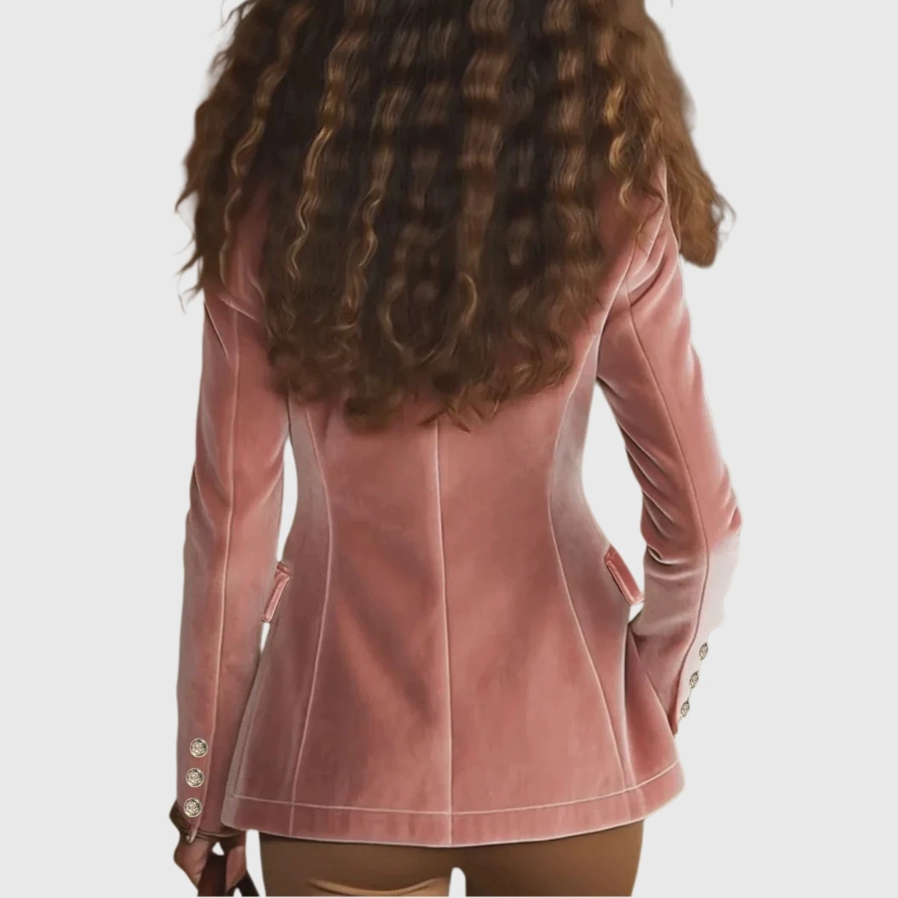 YesFashion Women's One Button Velvet Blazer, Notch Lapel Tailored Fitted Business Casual Suit Jacket