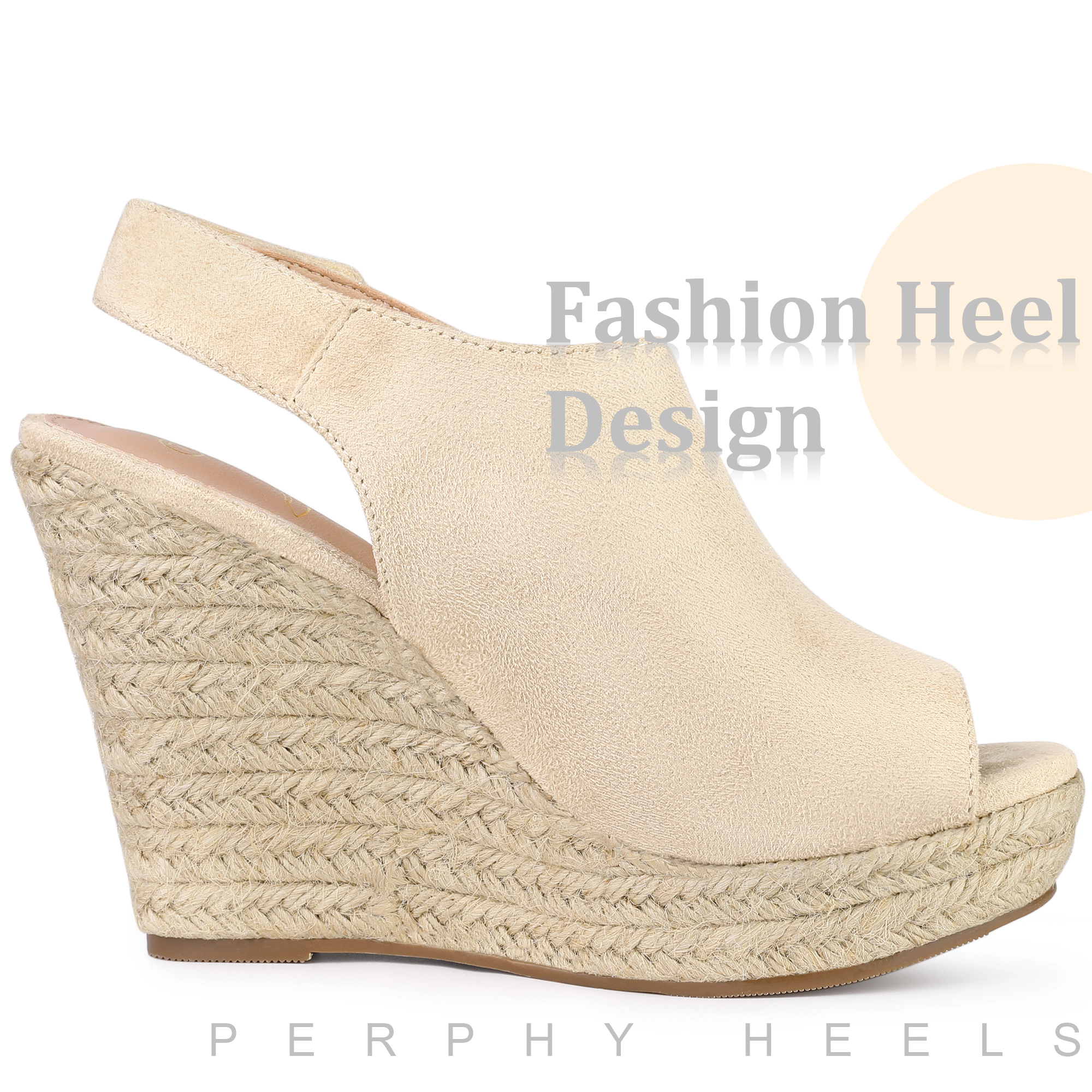 BLISSFUL STEP Women's Platform Espadrille Wedges Slingback Heel Sandals