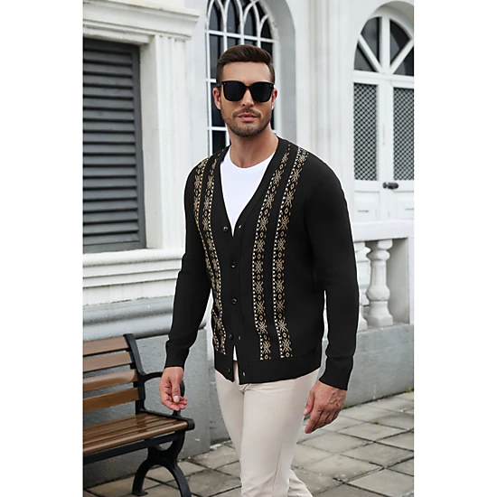 COOFANDY Men's Regular Fit V Neck Long Sleeve Button Down Cardigan Sweater