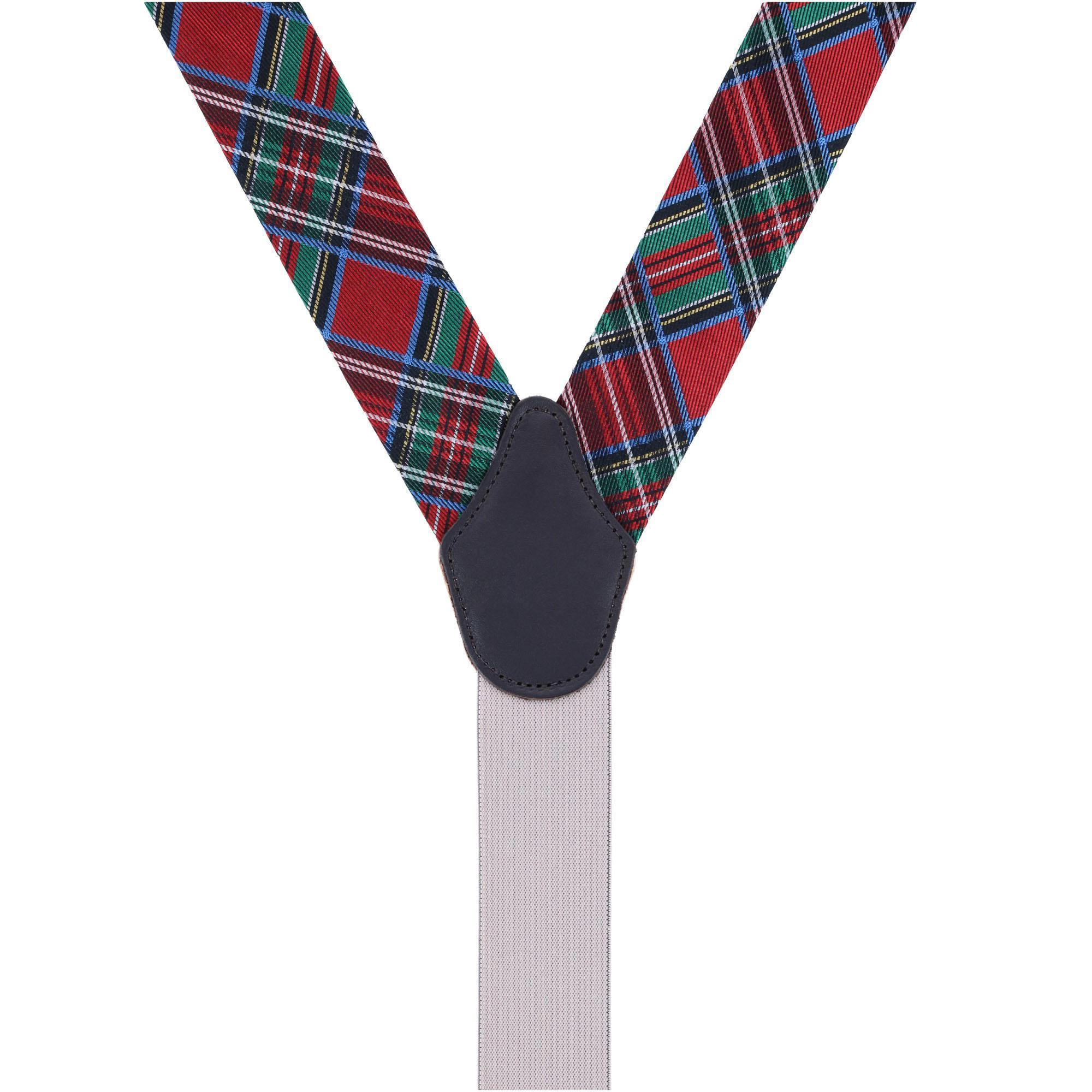 Trafalgar Men's Nicholas Tartan Plaid Button End Silk Suspenders