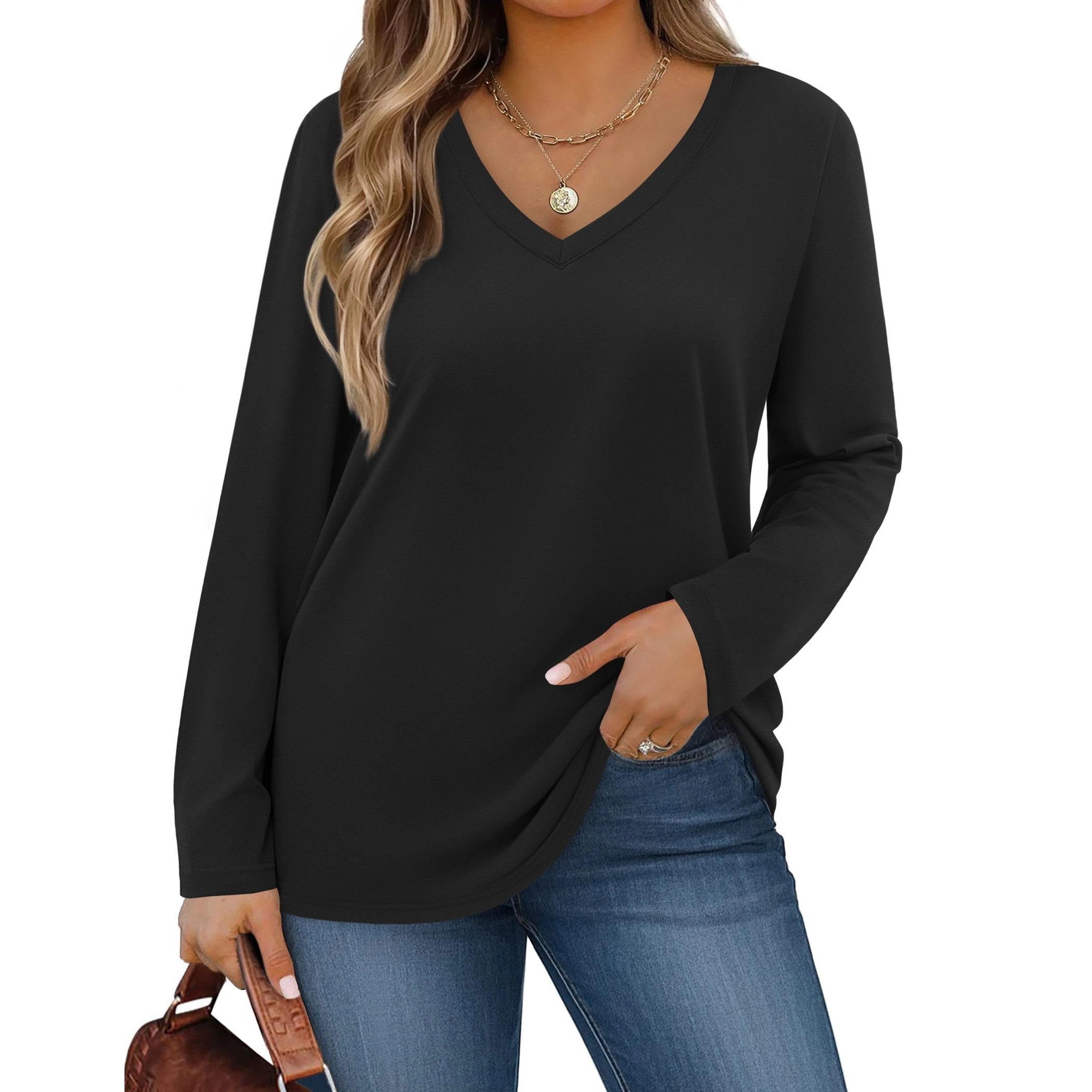 Zeagoo Women Loose Fit V Neck T Shirt