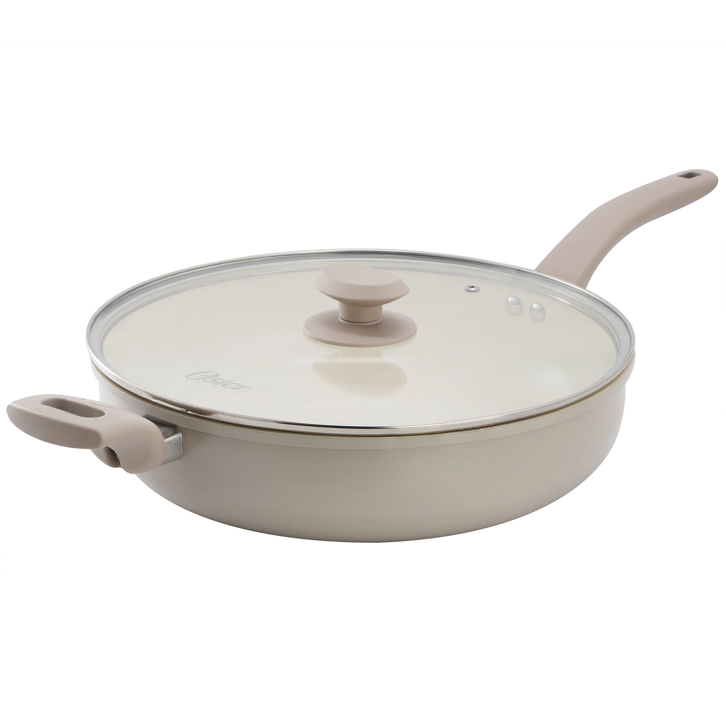 Oster Sutterville Choice 5 Quart Ceramic Nonstick Saute Pan with Lid in Beige