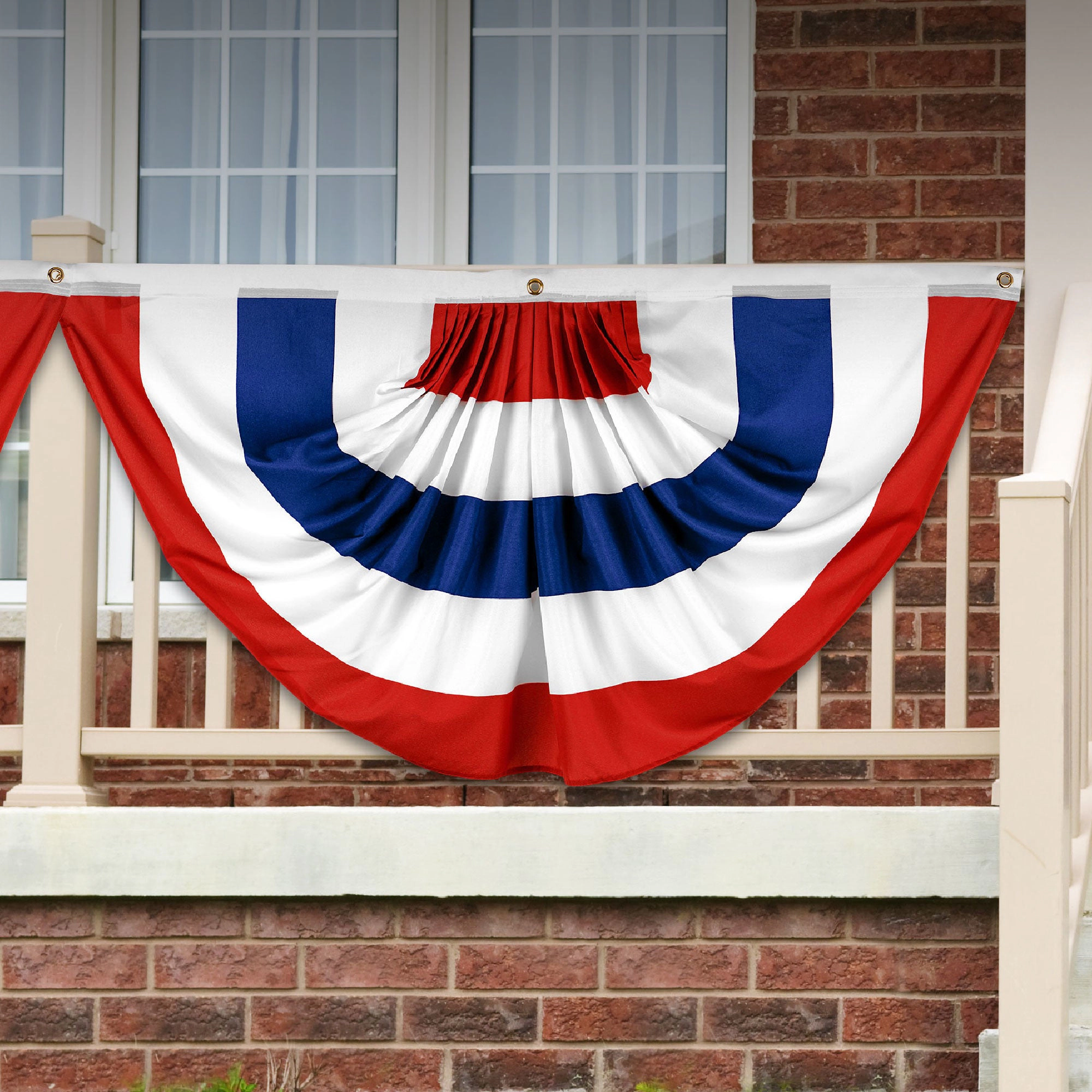 G128 American Pleated Fan Flag No Stars - 1.5x3 ft, 150D Polyester, Indoor/Outdoor