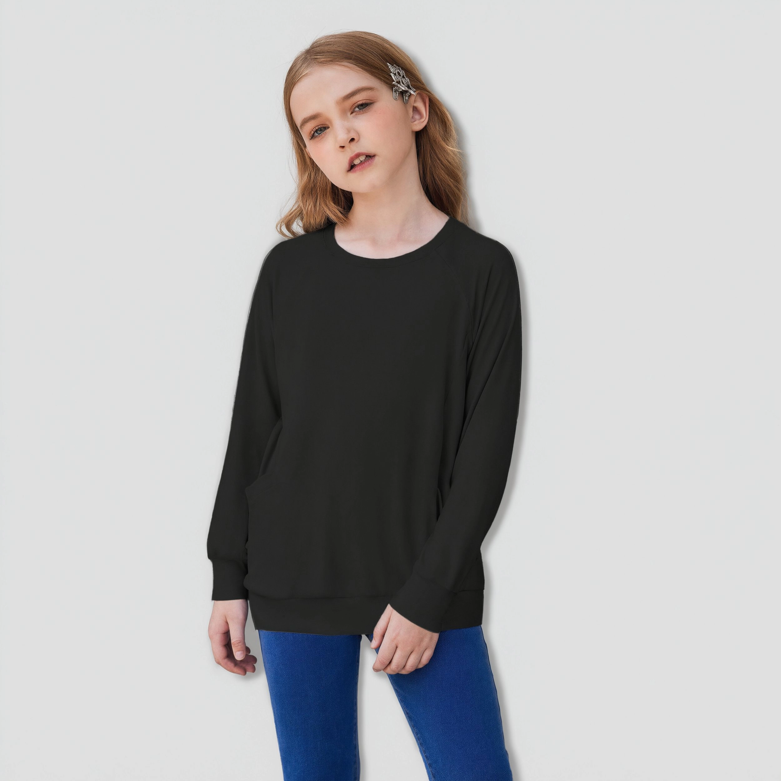 Arshiner Girl's Long Sleeve Raglan T-Shirt with Pockets