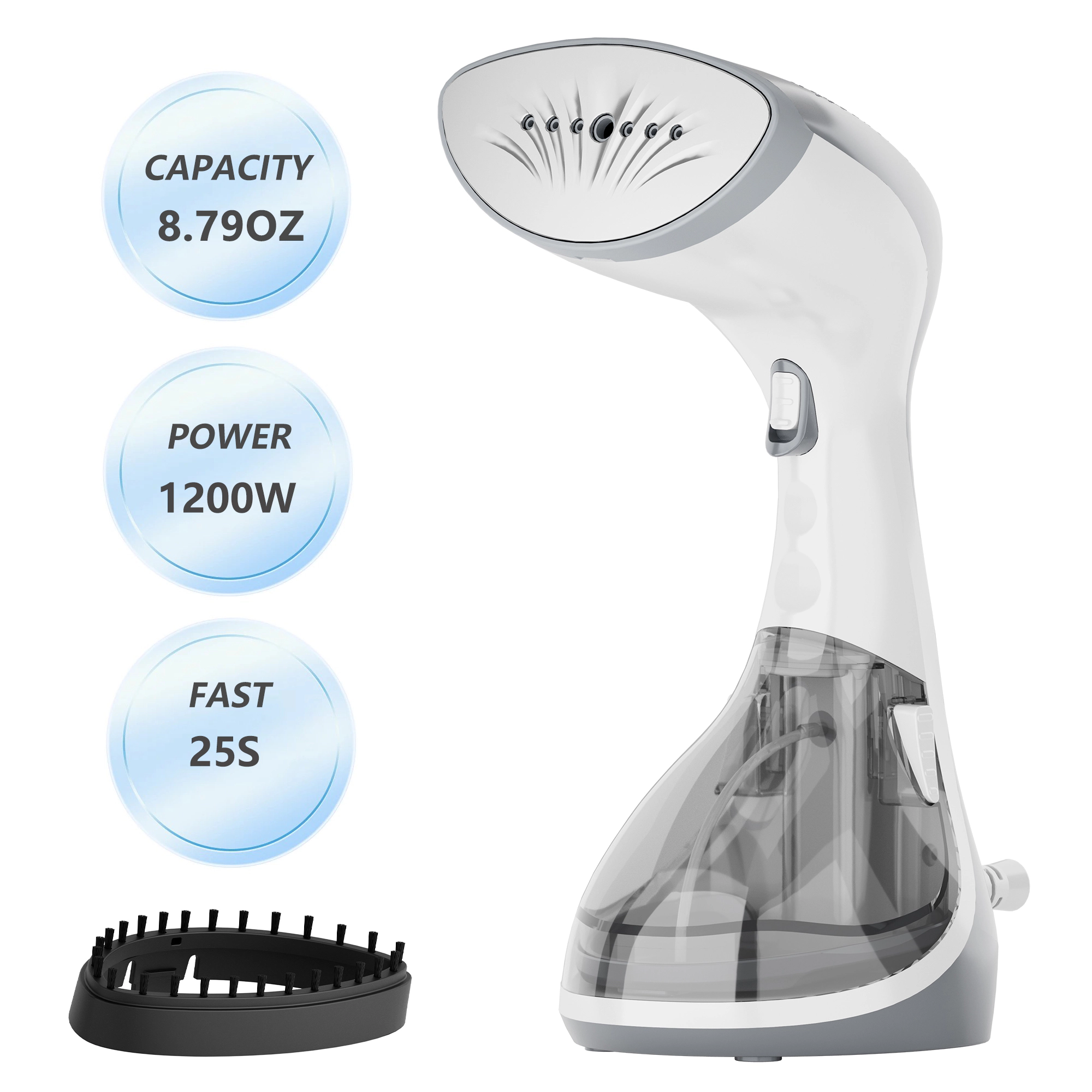 WHALL - Portable Handheld Steamer & Iron with 1200W Quick Heat, Steam and Dry Modes, Wrinkle Remover, Brush Attachment