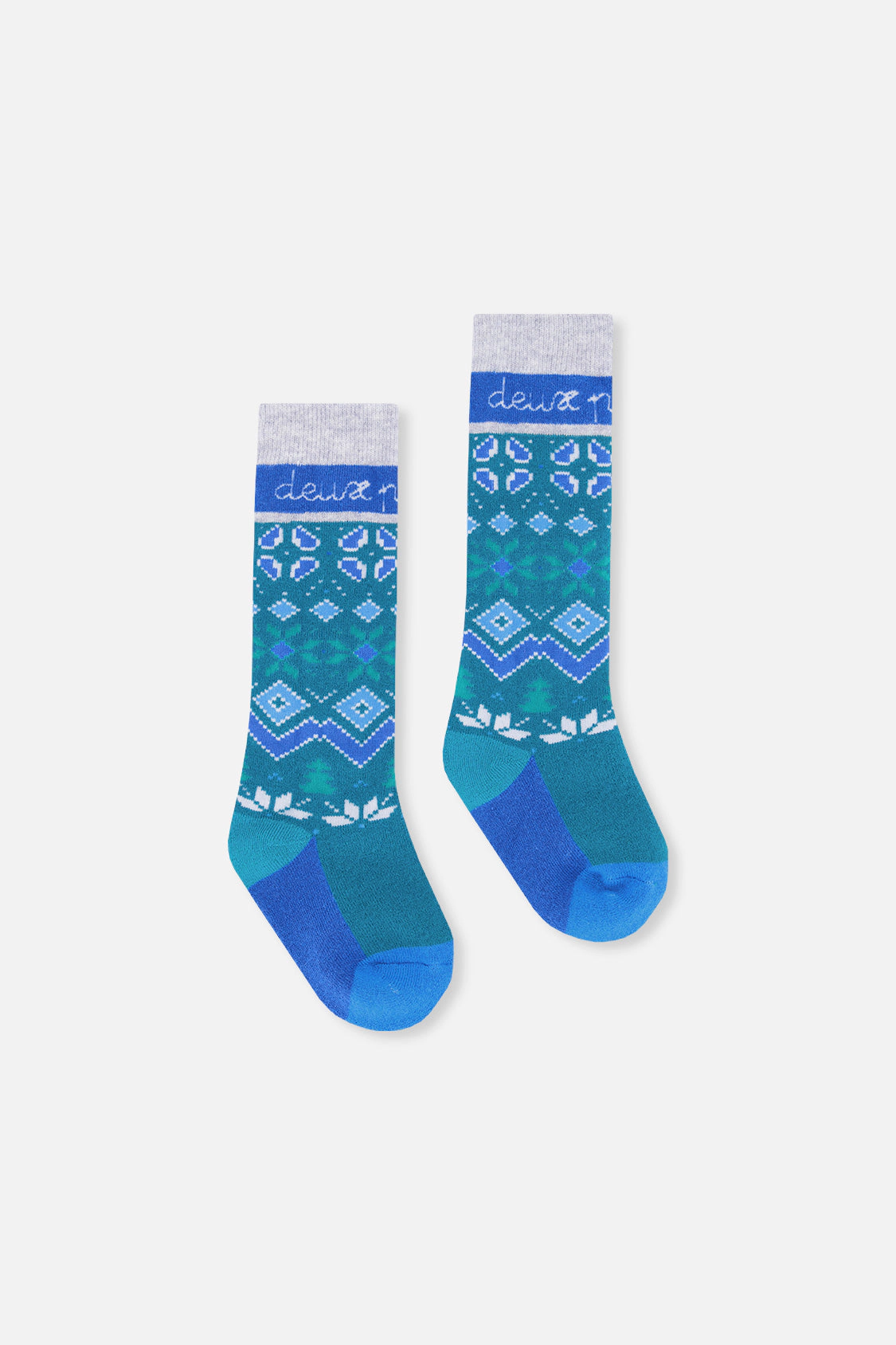 Deux par Boys Fair Isle Cushioned Ski Socks