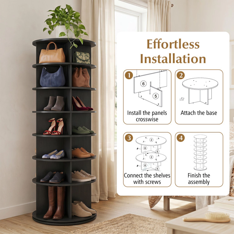 Hivvago 7-Tier Rotating Shoe Rack Tower Freestanding Spinning Organizer