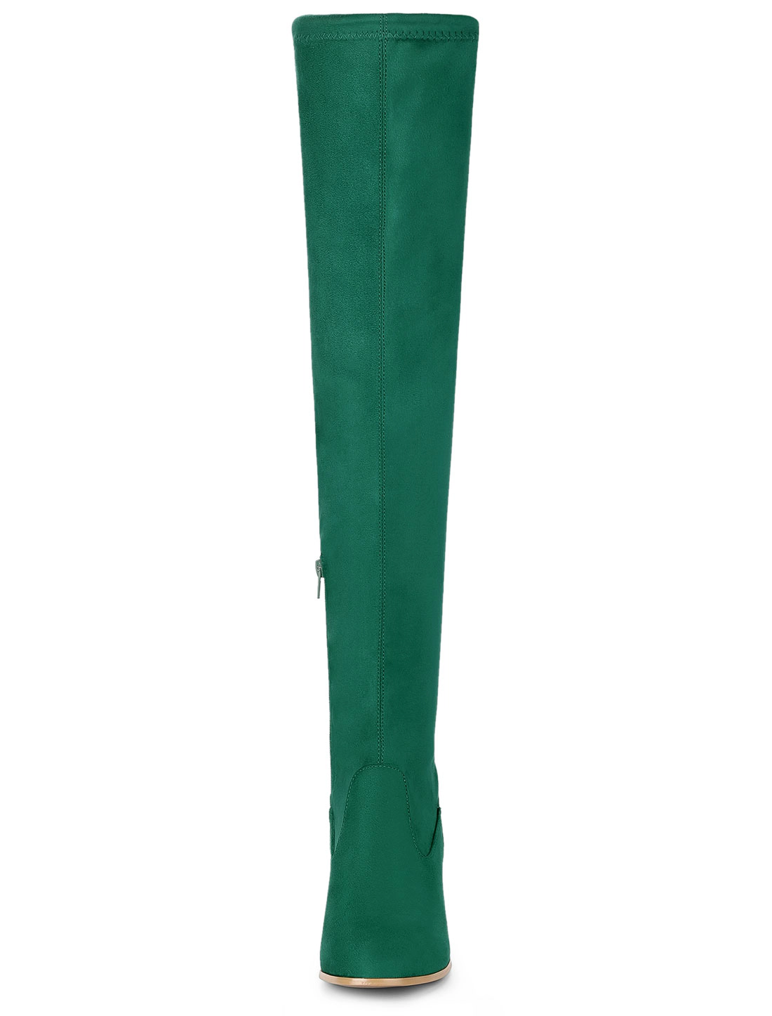 BLISSFUL STEP Women Faux Suede Round Toe Chunky Heel Over the Knee High Boots