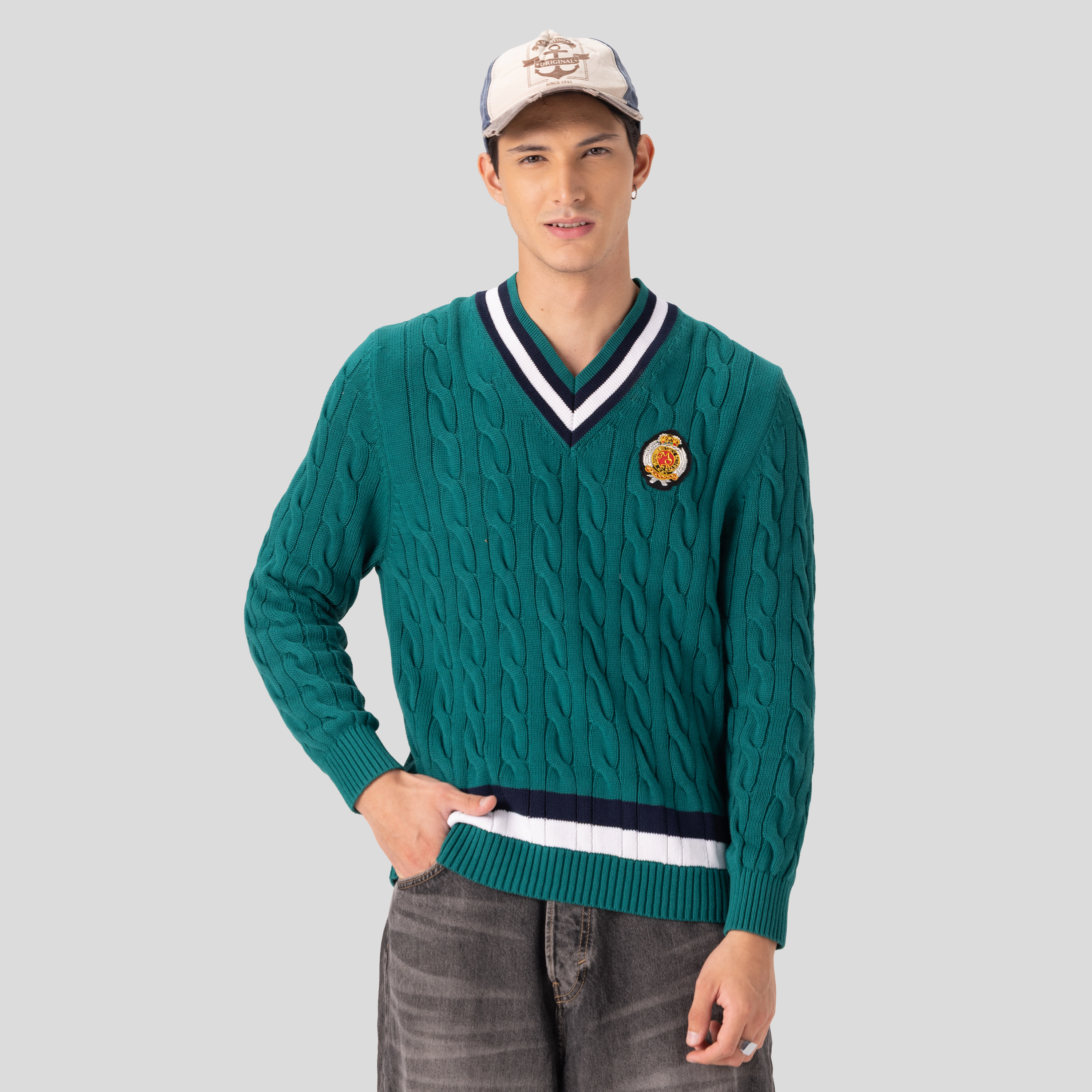 Members Only Men's Cable Knit Cricket Sweater