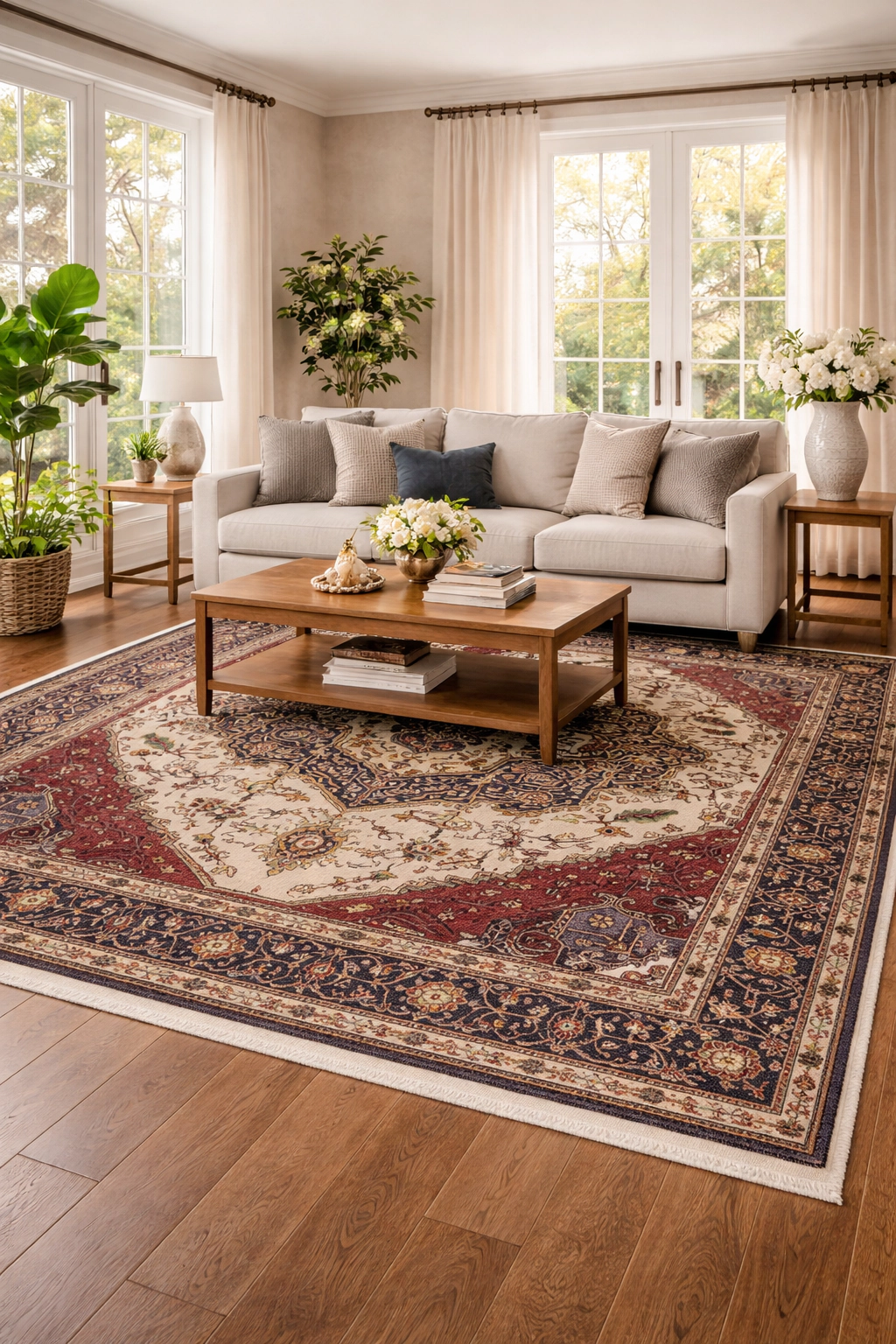 Magic Rugs 8'11 X 11'9 Heriz Serapi Cream Hand Knotted Wool Rug