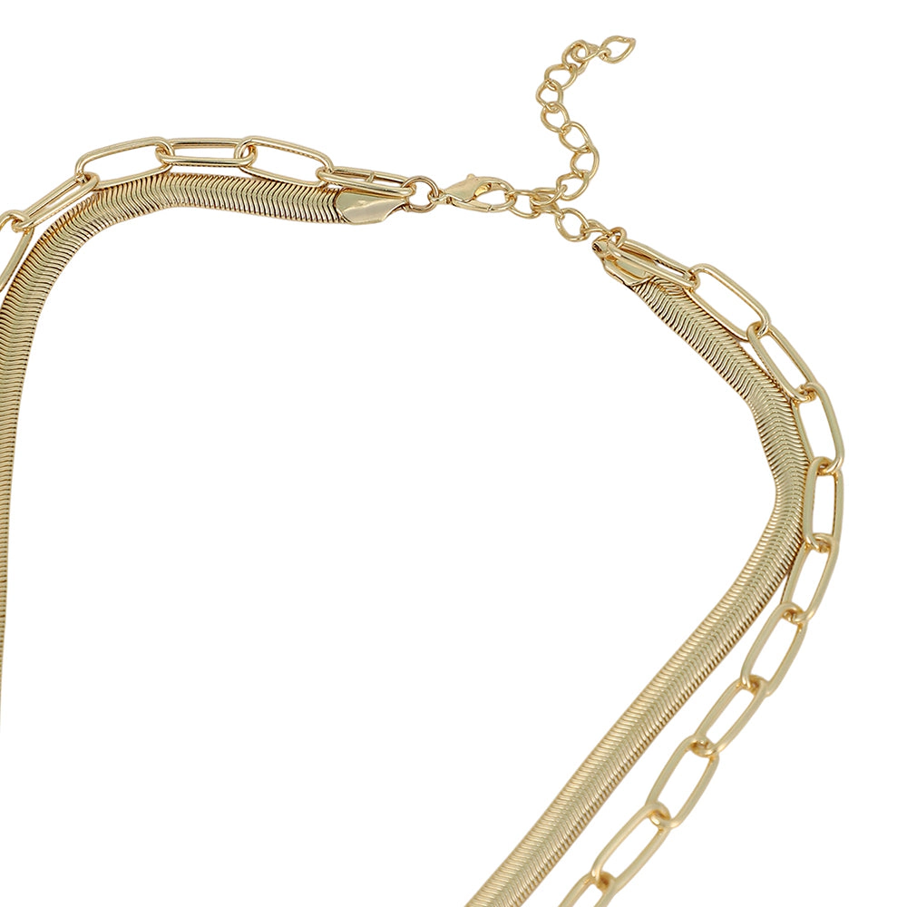 SOHI Women's The Sylvan-Snakechain Multi-Layer Necklace - California Gold