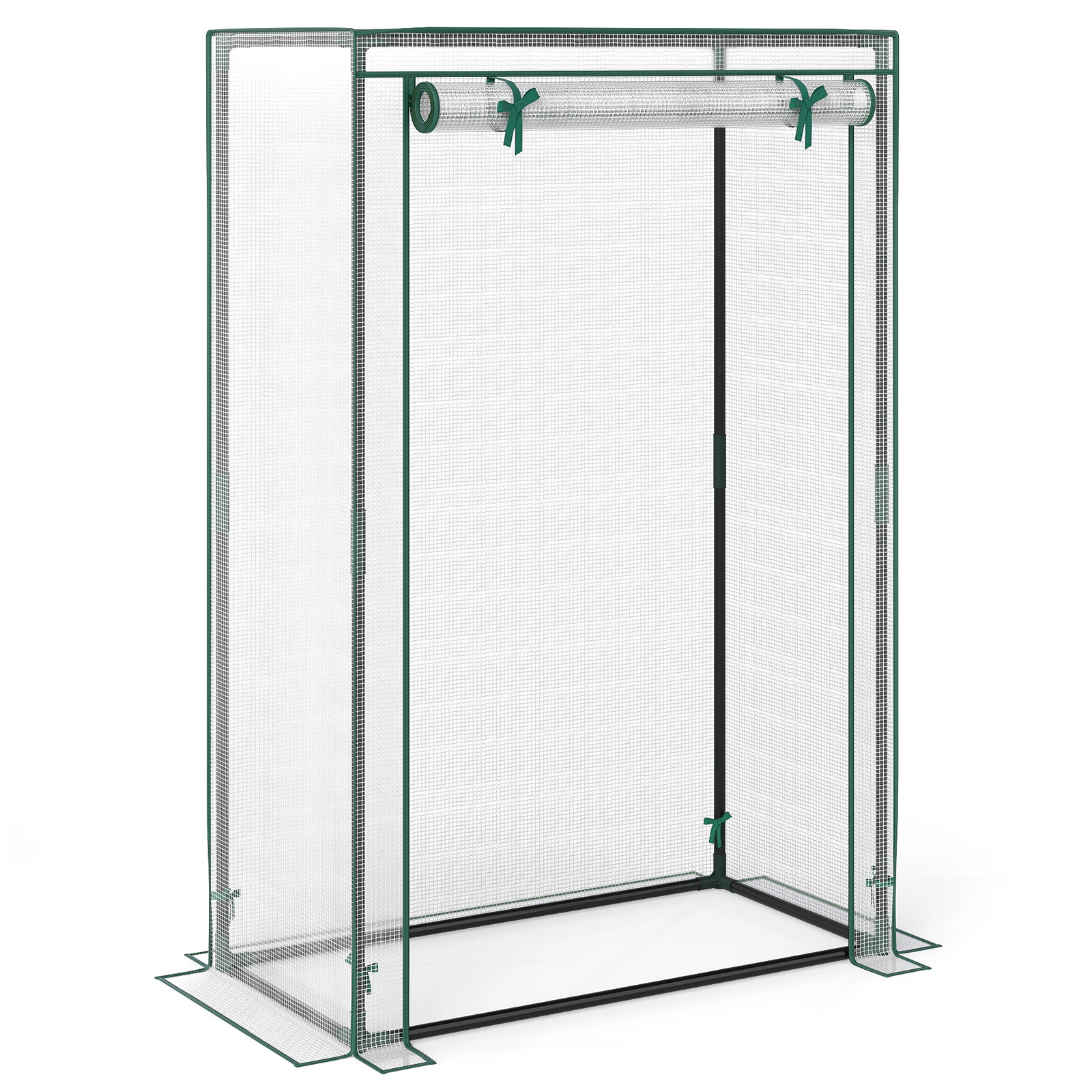 SUGIFT Portable Mini Greenhouse with Roll-Up Zippered Door Green/White