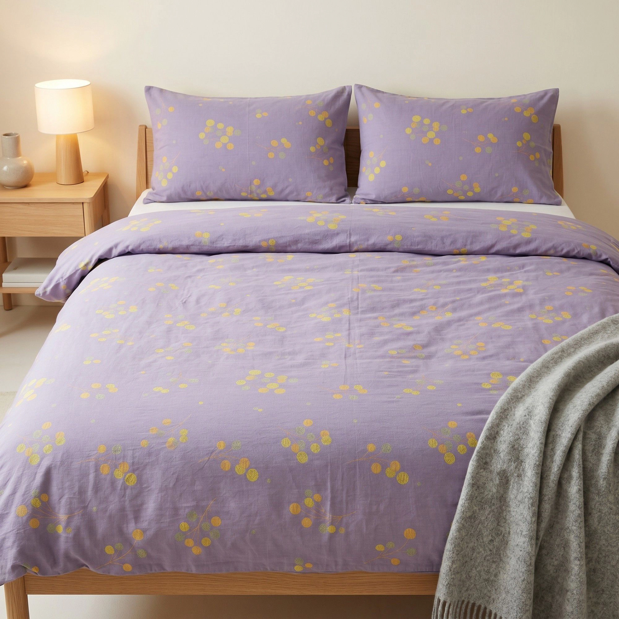 Alilang Unisex 3-Piece Cotton Bedding Set with Duvet Cover and Pillowcases Soft Washed Fabric Botanical Print Design
